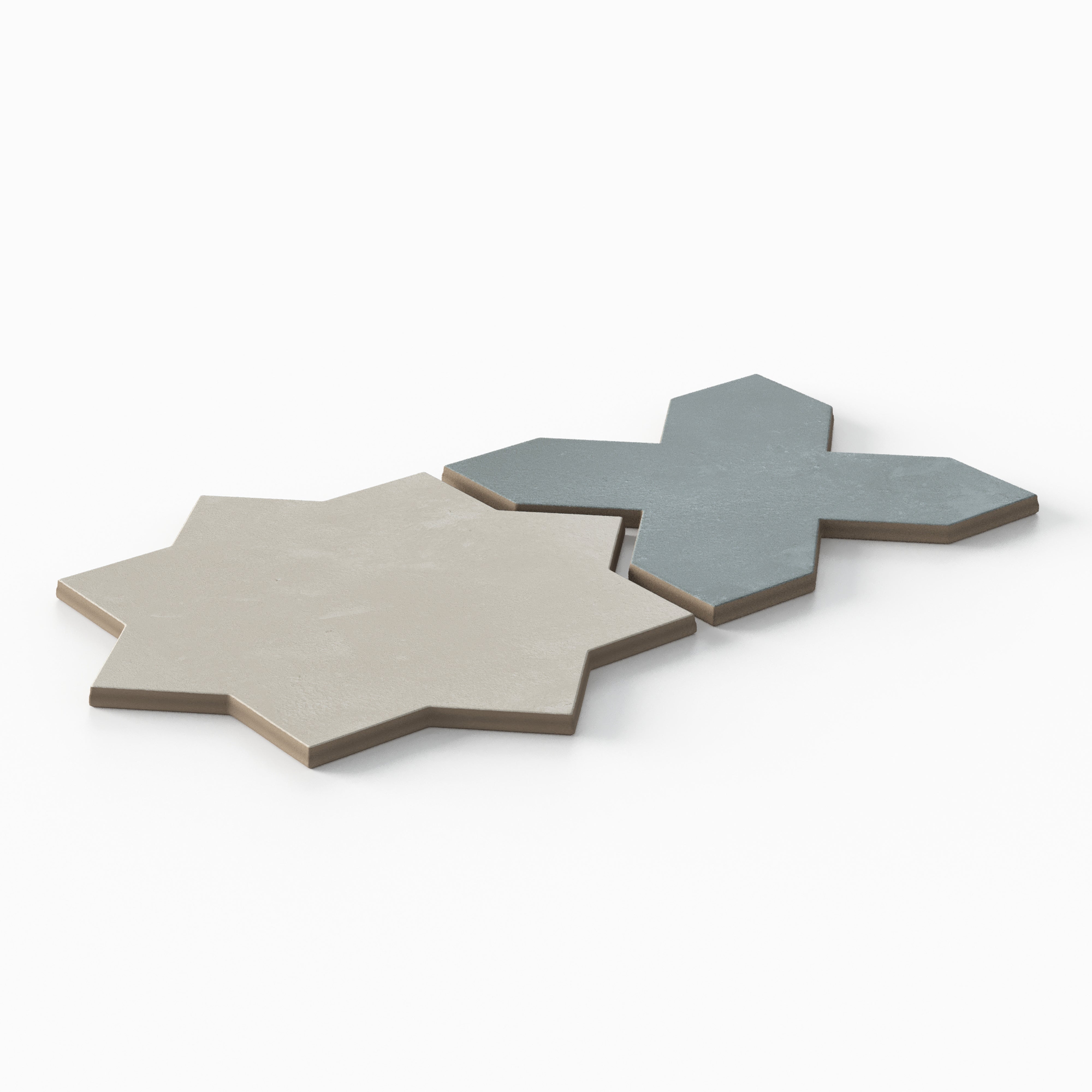 Isabel 11x11 Matte Porcelain Tile Star in Dove and Cross in Slate