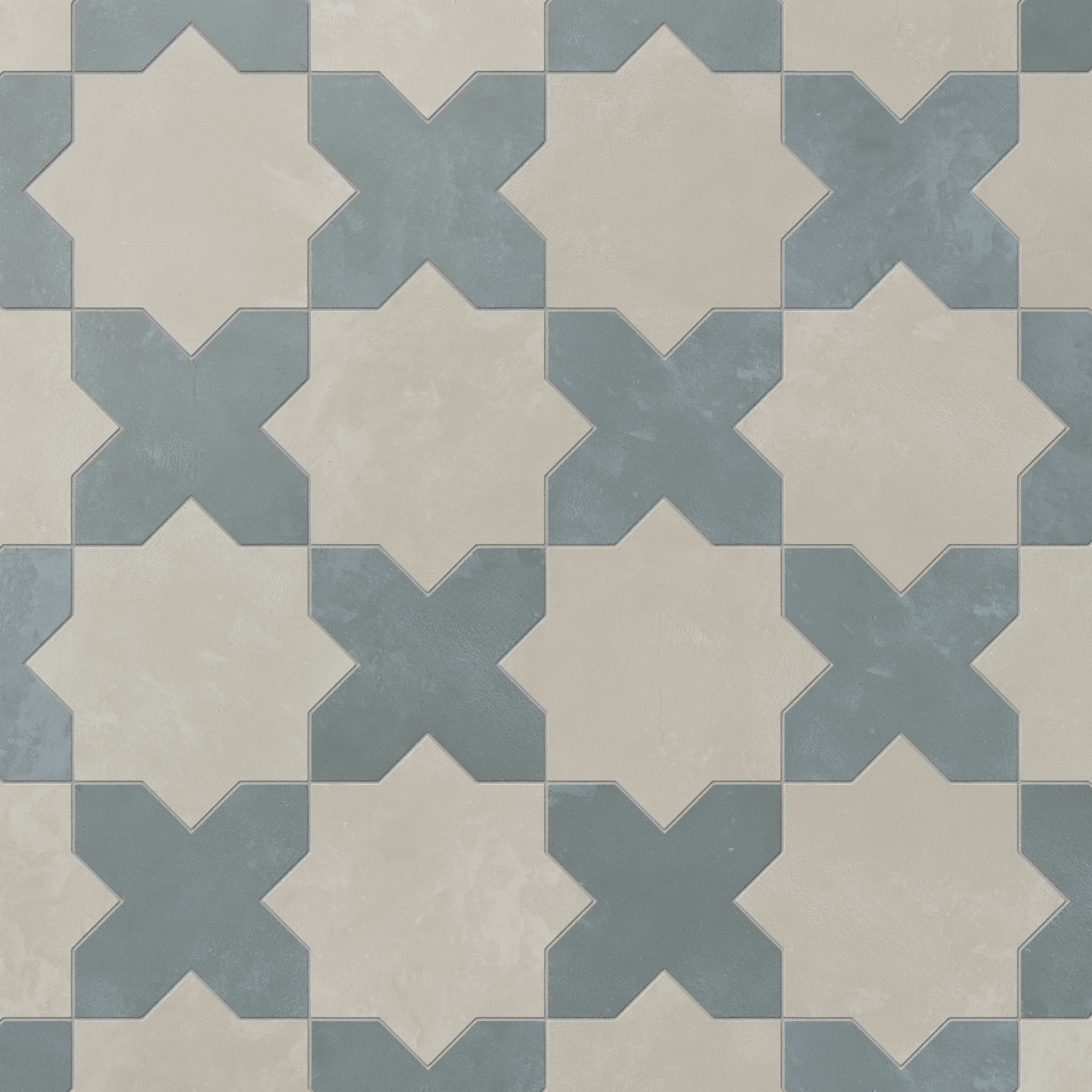 Isabel 11x11 Matte Porcelain Tile Star in Dove and Cross in Slate