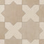 Isabel 11x11 Matte Porcelain Tile Star in Sand and Cross in Cream
