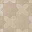Isabel 11x11 Matte Porcelain Tile Star in Sand and Cross in Bone