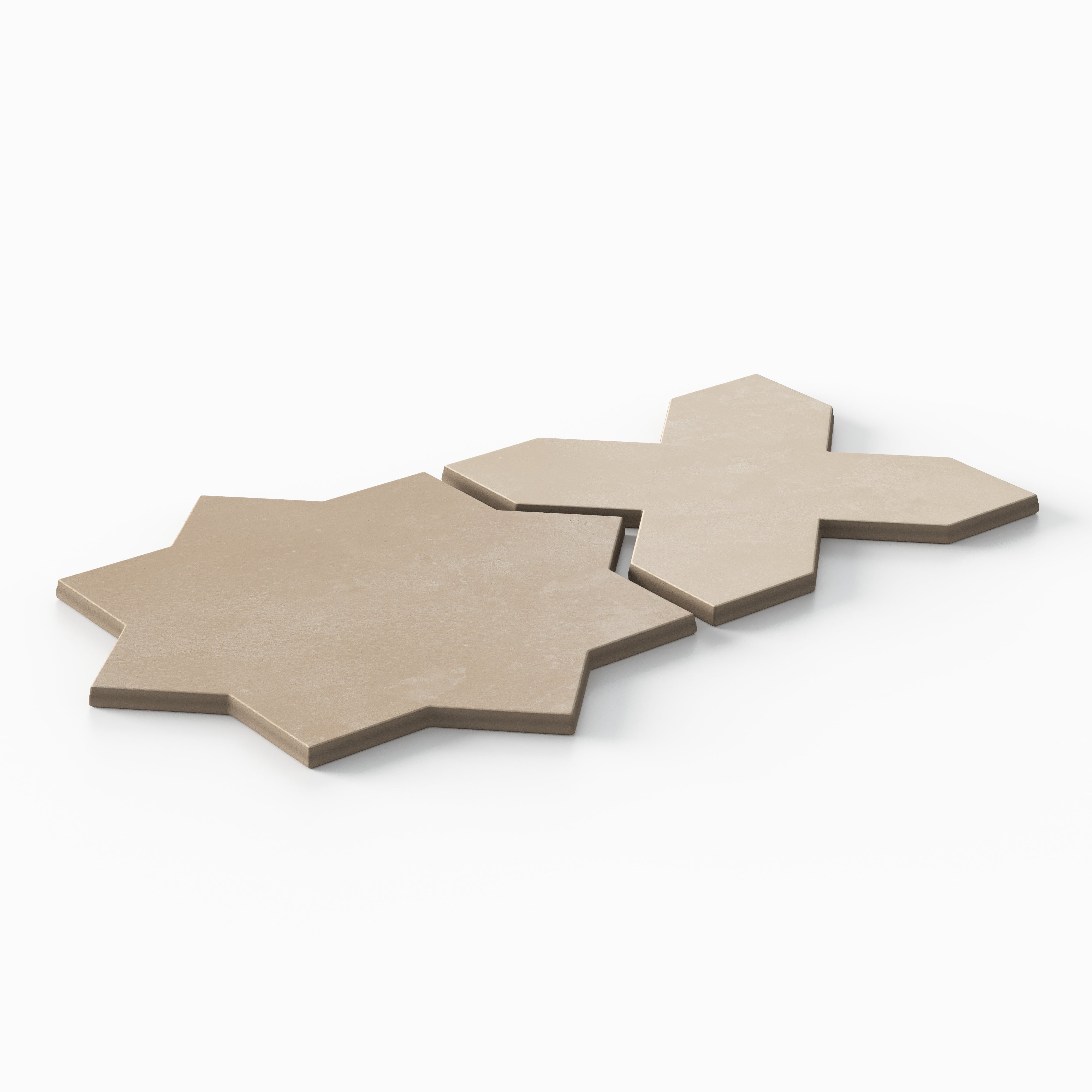 Isabel 11x11 Matte Porcelain Tile Star in Sand and Cross in Bone