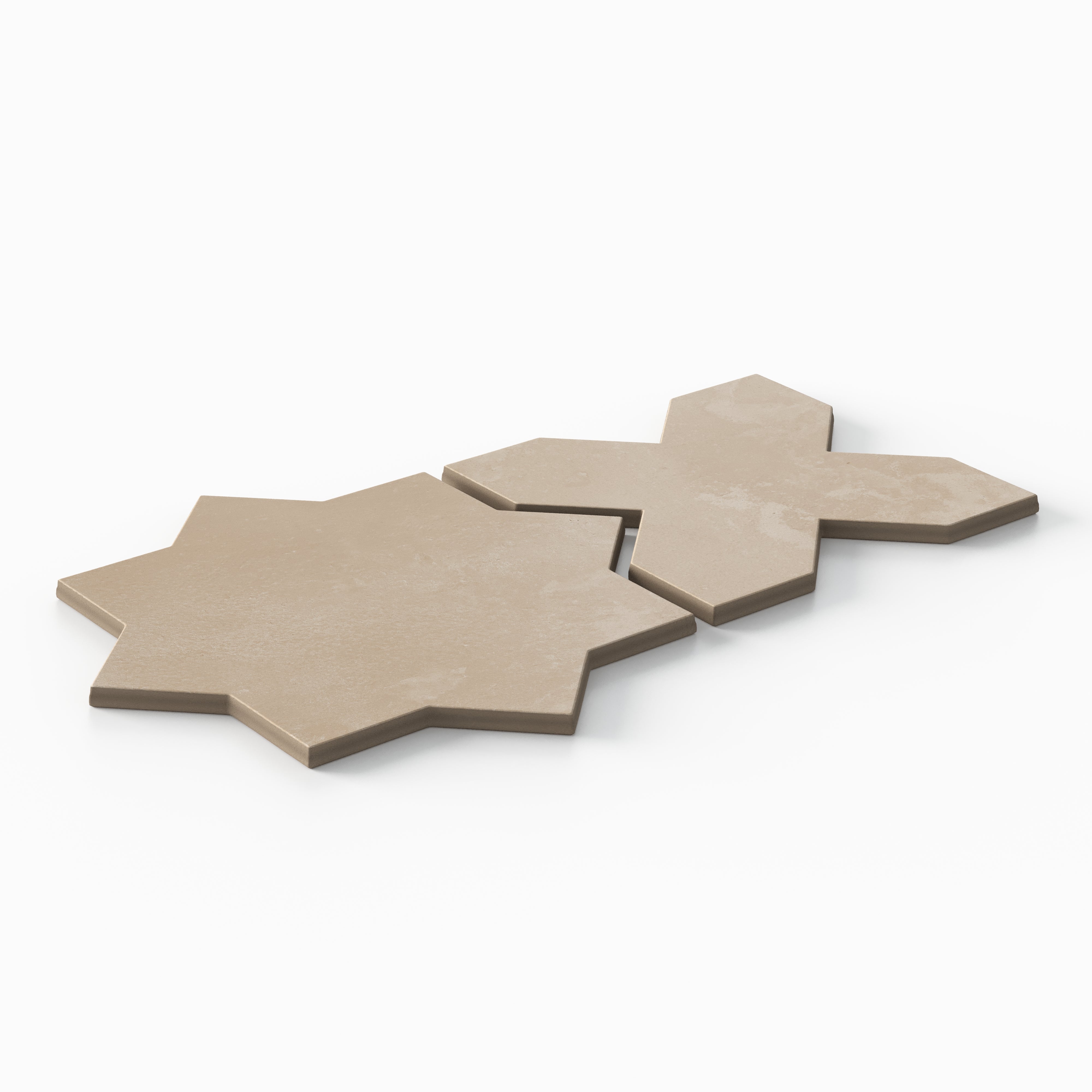 Isabel 11x11 Matte Porcelain Tile Star in Sand and Cross in Sand