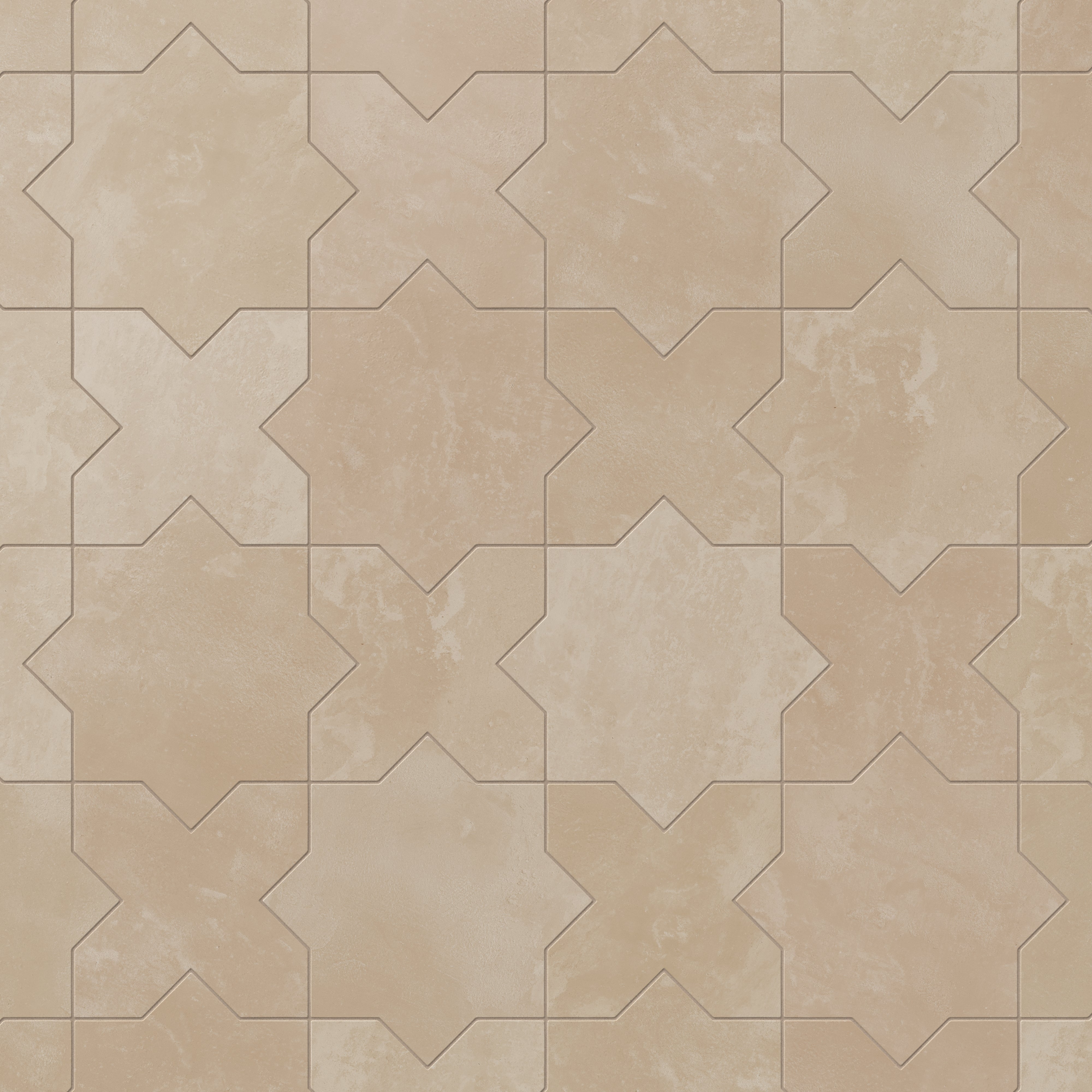 Isabel 11x11 Matte Porcelain Tile Star in Sand and Cross in Sand