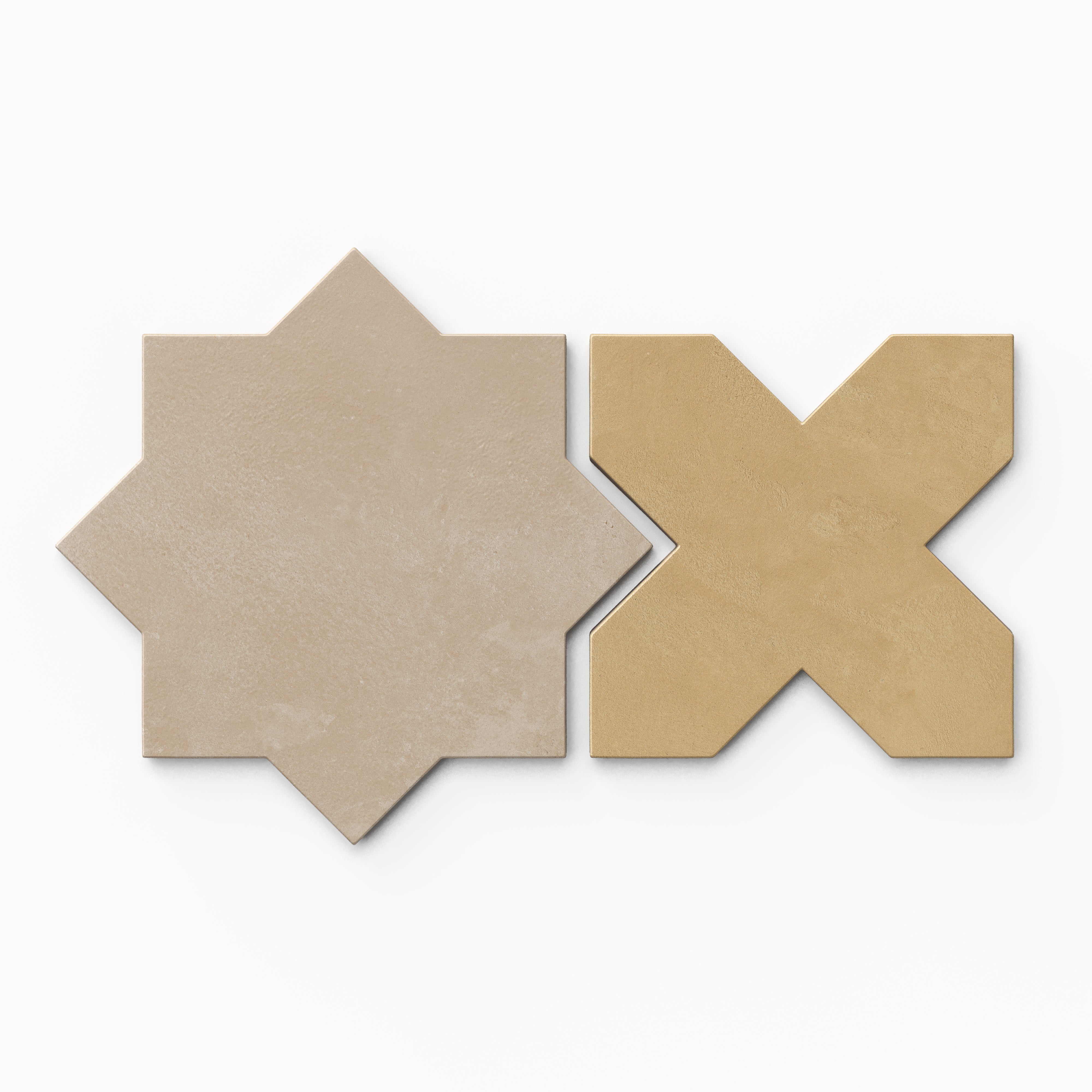 Isabel 11x11 Matte Porcelain Tile Star in Sand and Cross in Daffodil