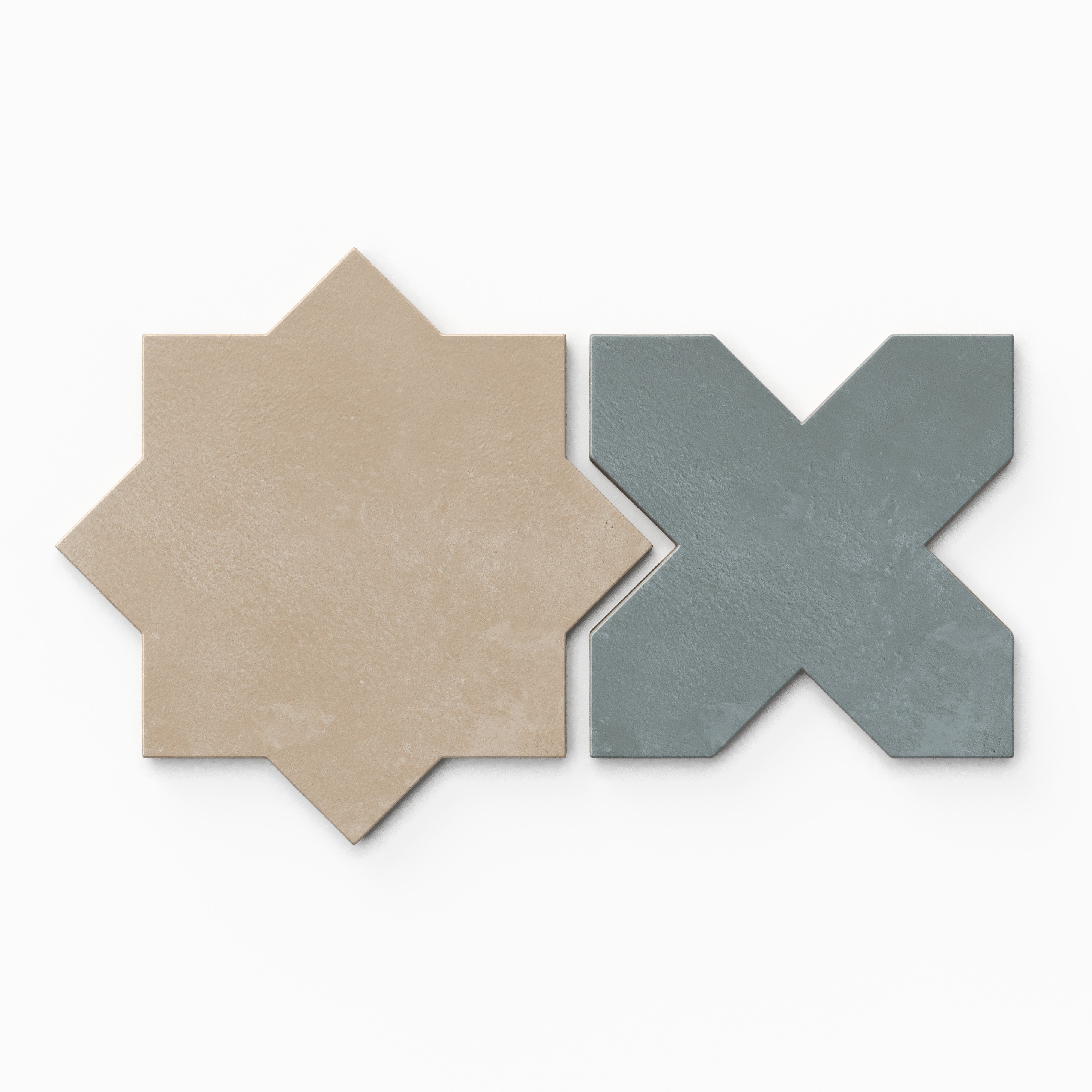 Isabel 11x11 Matte Porcelain Tile Star in Sand and Cross in Slate