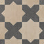 Isabel 11x11 Matte Porcelain Tile Star in Sand and Cross in Charcoal