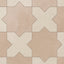 Isabel 11x11 Matte Porcelain Tile Star in Rosewood and Cross in Cream
