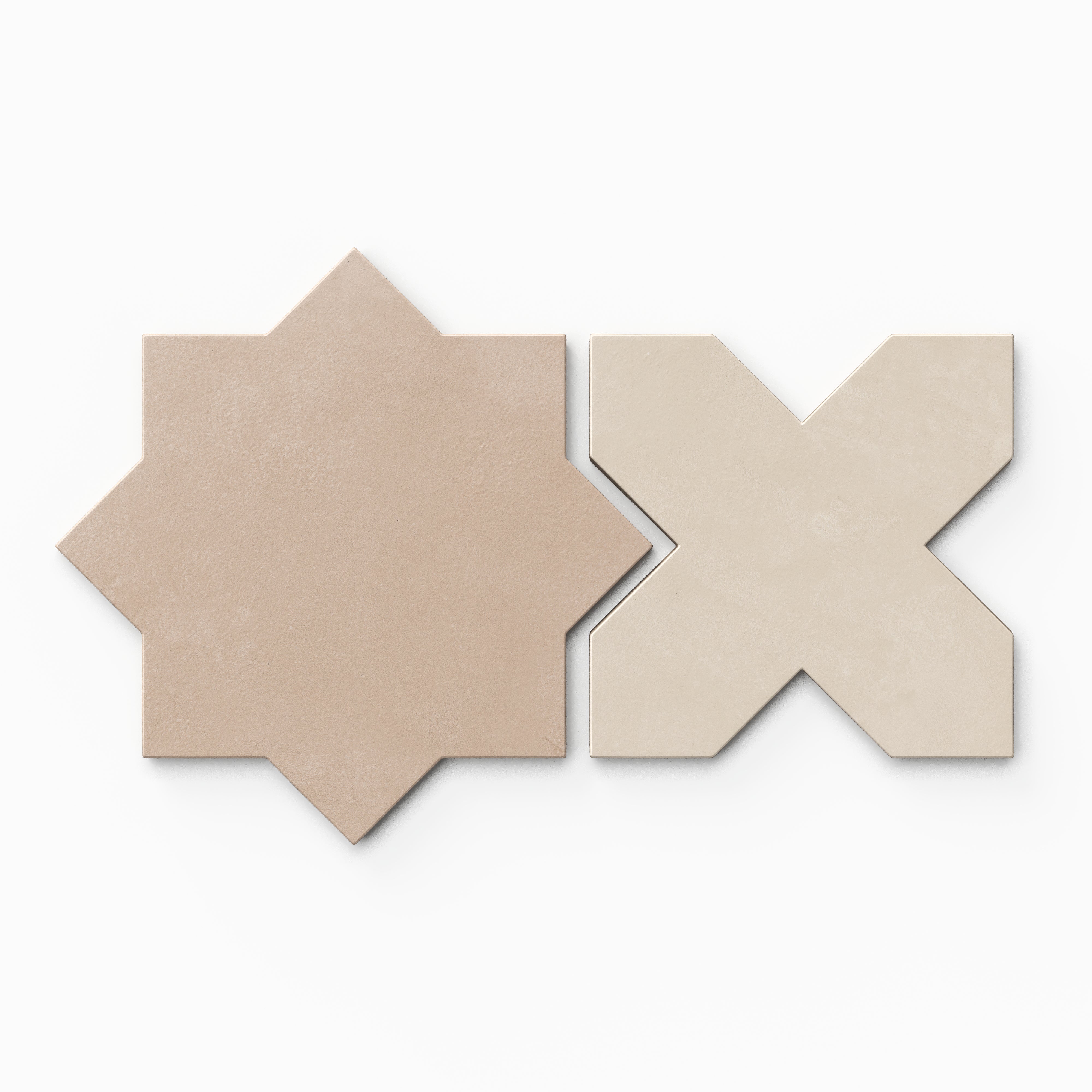 Isabel 11x11 Matte Porcelain Tile Star in Rosewood and Cross in Cream