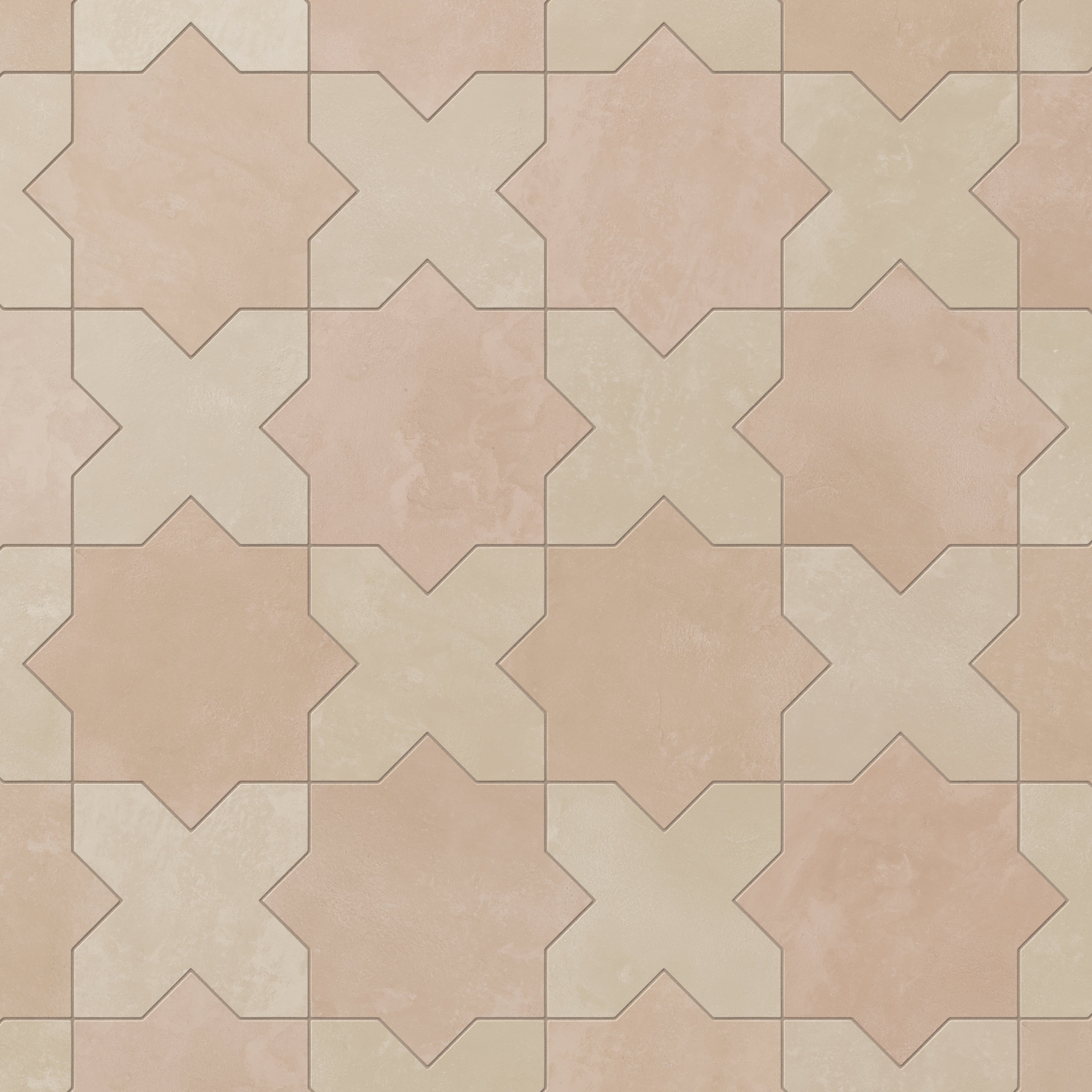Isabel 11x11 Matte Porcelain Tile Star in Rosewood and Cross in Bone