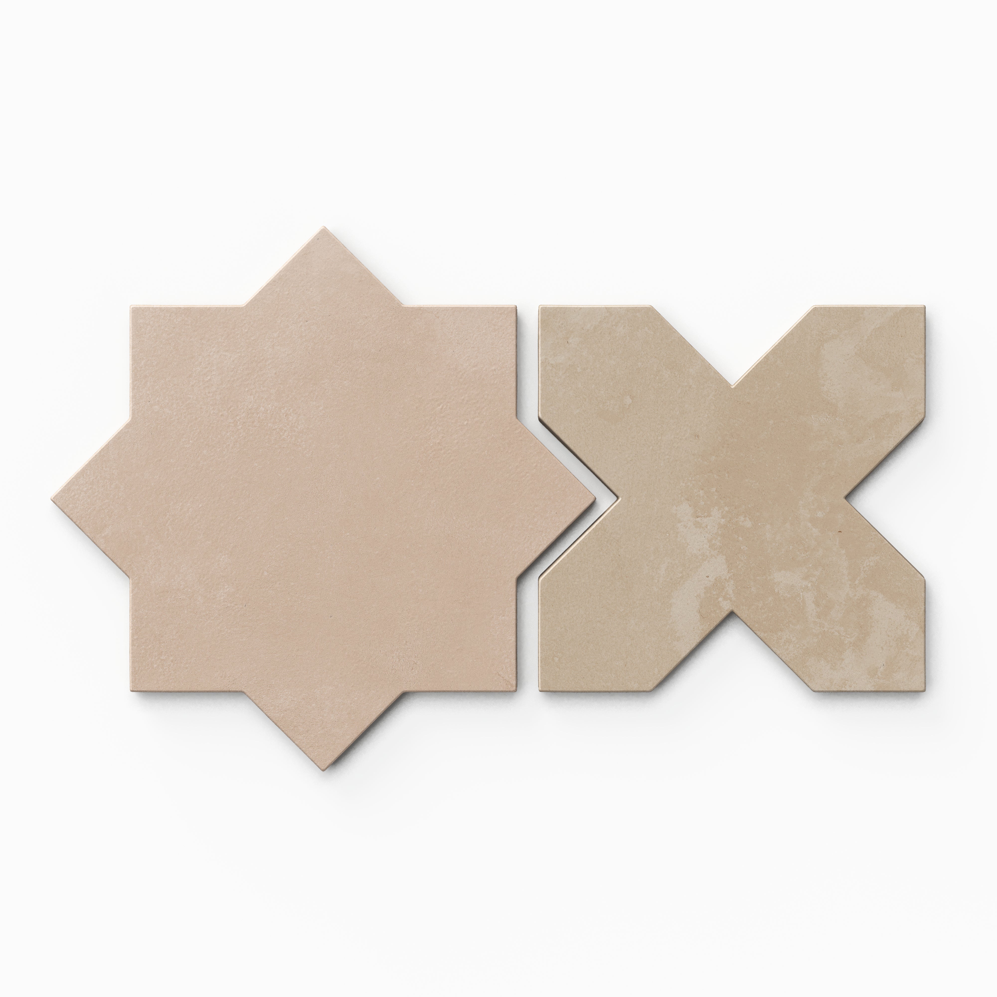 Isabel 11x11 Matte Porcelain Tile Star in Rosewood and Cross in Sand