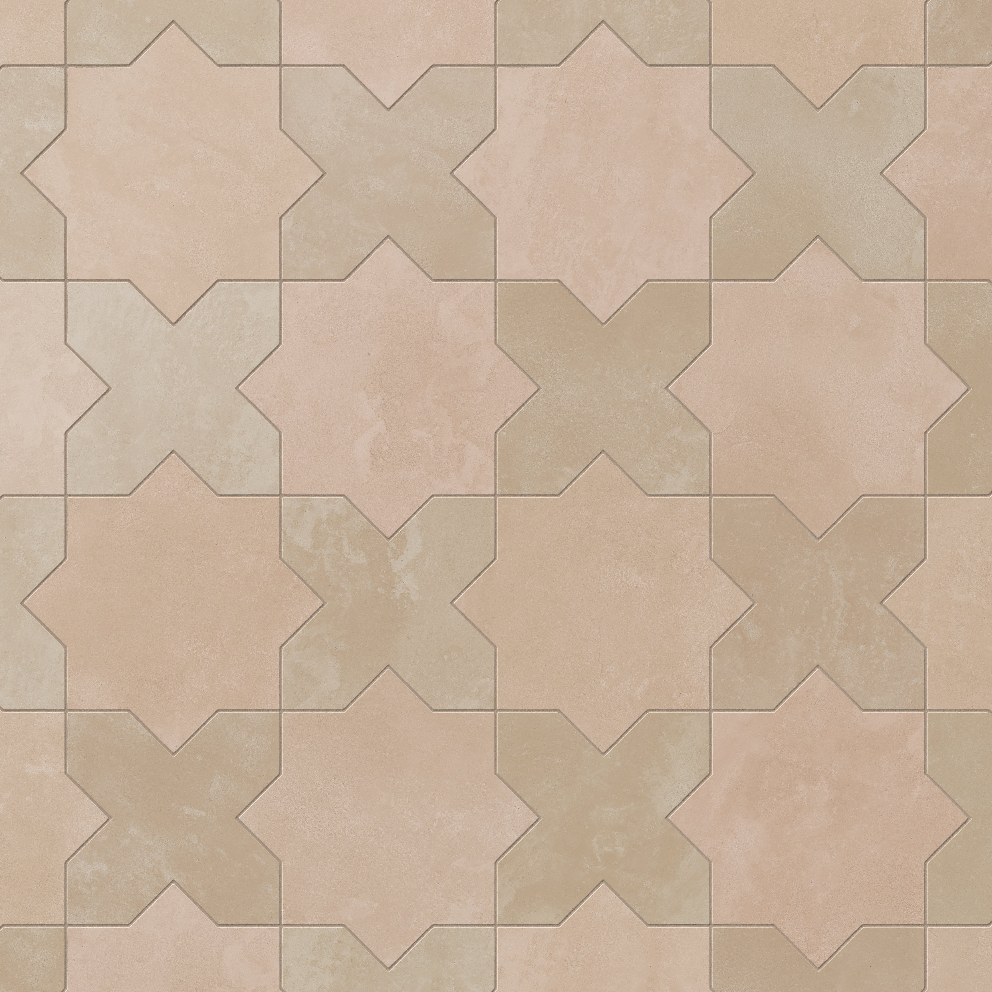Isabel 11x11 Matte Porcelain Tile Star in Rosewood and Cross in Sand