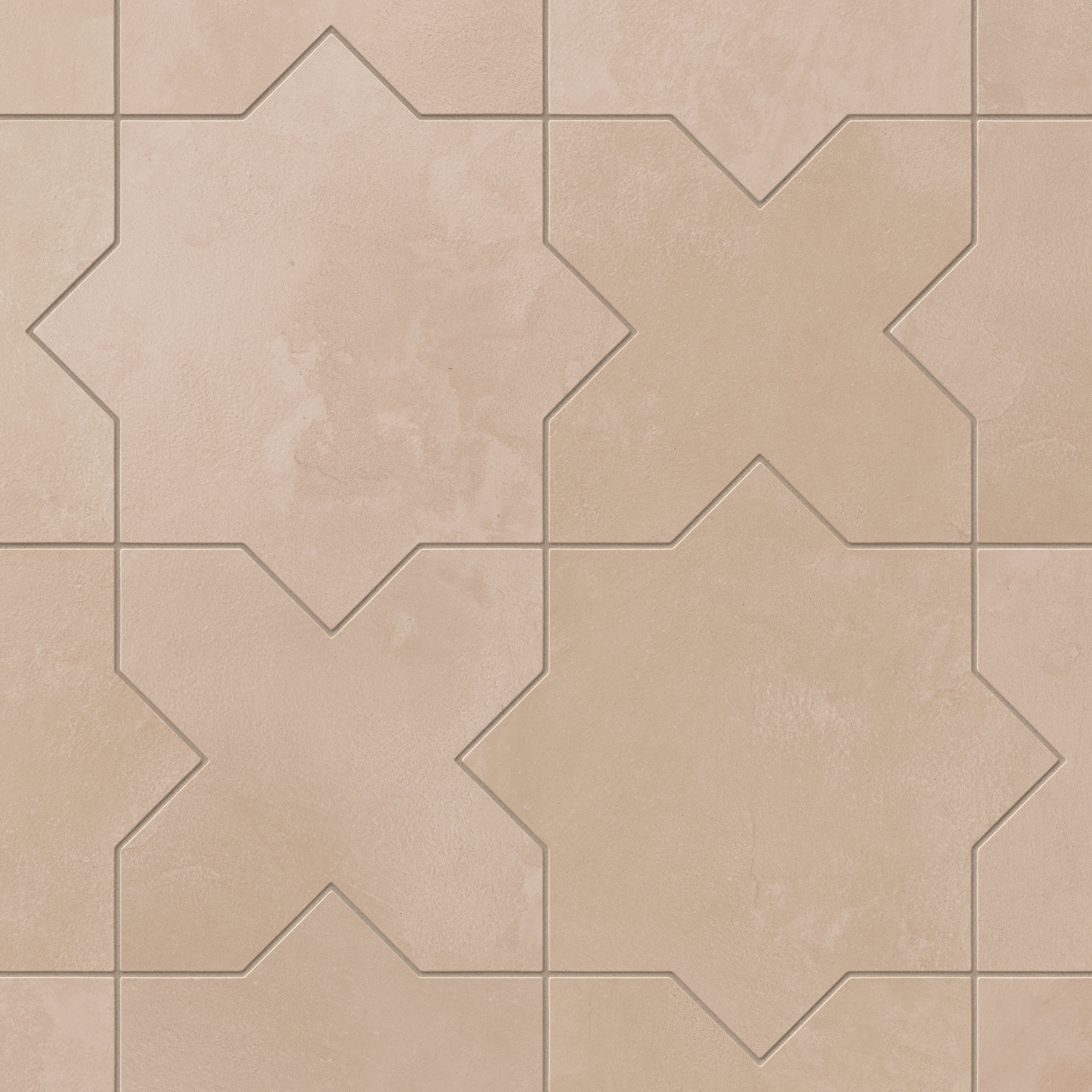 Isabel 11x11 Matte Porcelain Tile Star in Rosewood and Cross in Rosewood