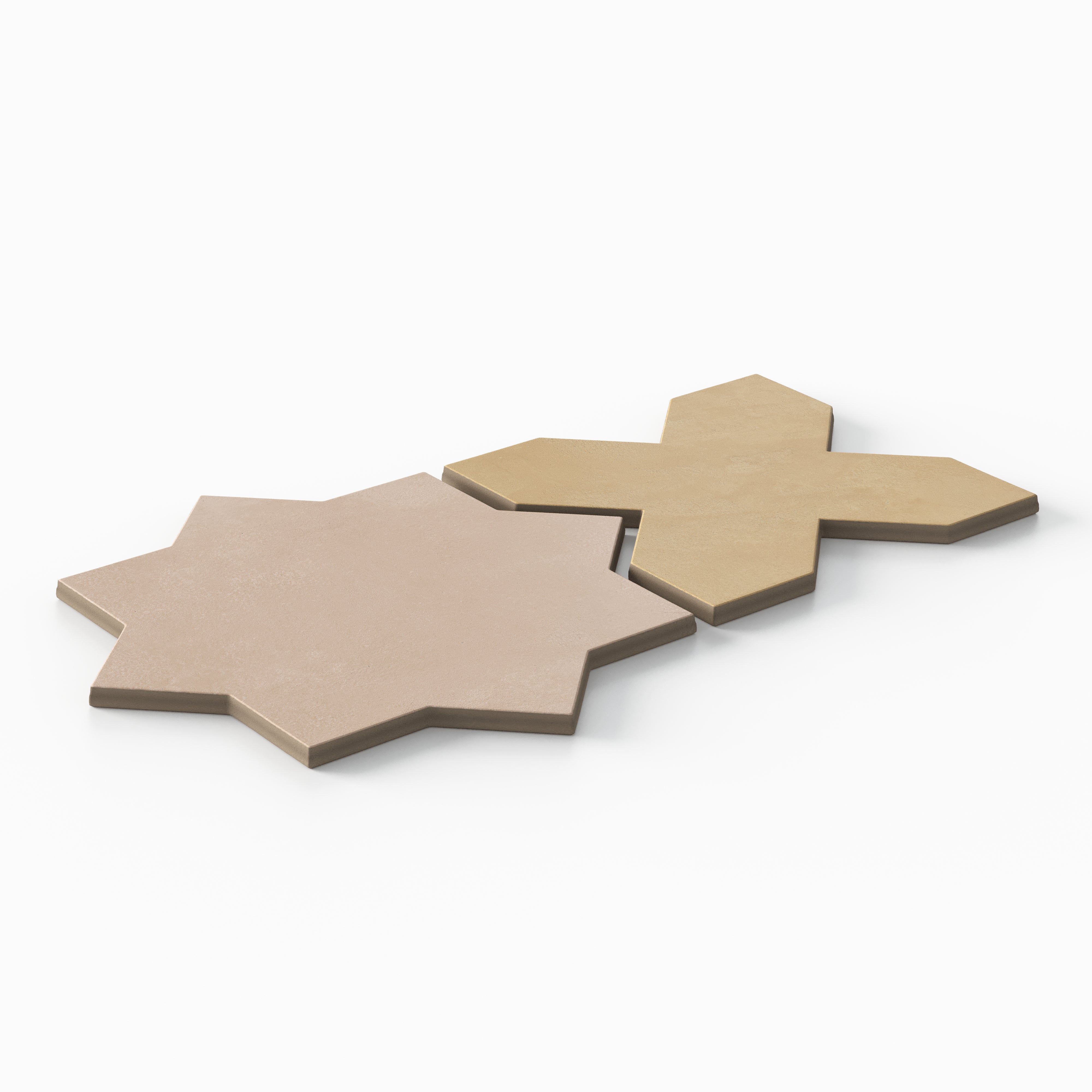 Isabel 11x11 Matte Porcelain Tile Star in Rosewood and Cross in Daffodil