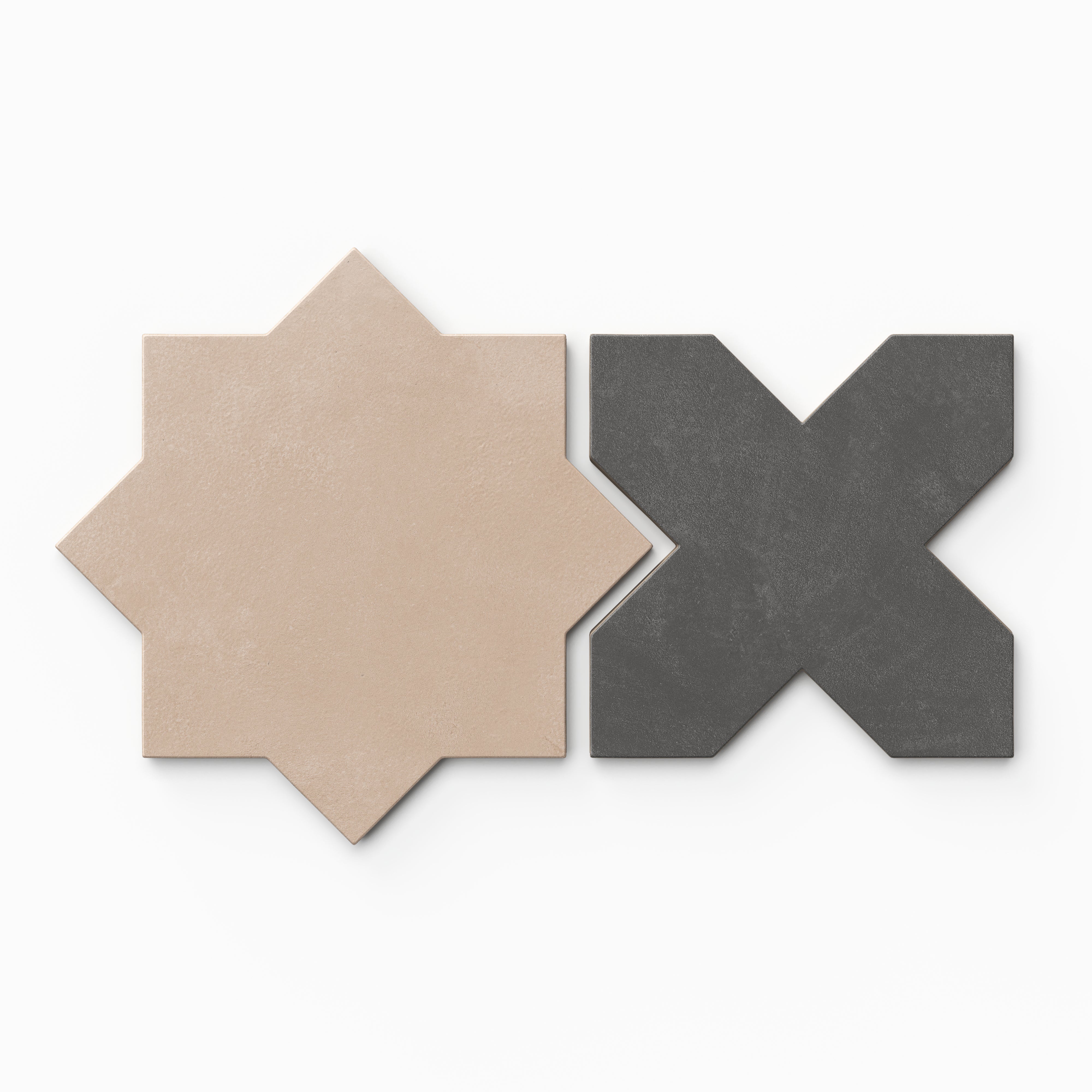 Isabel 11x11 Matte Porcelain Tile Star in Rosewood and Cross in Charcoal