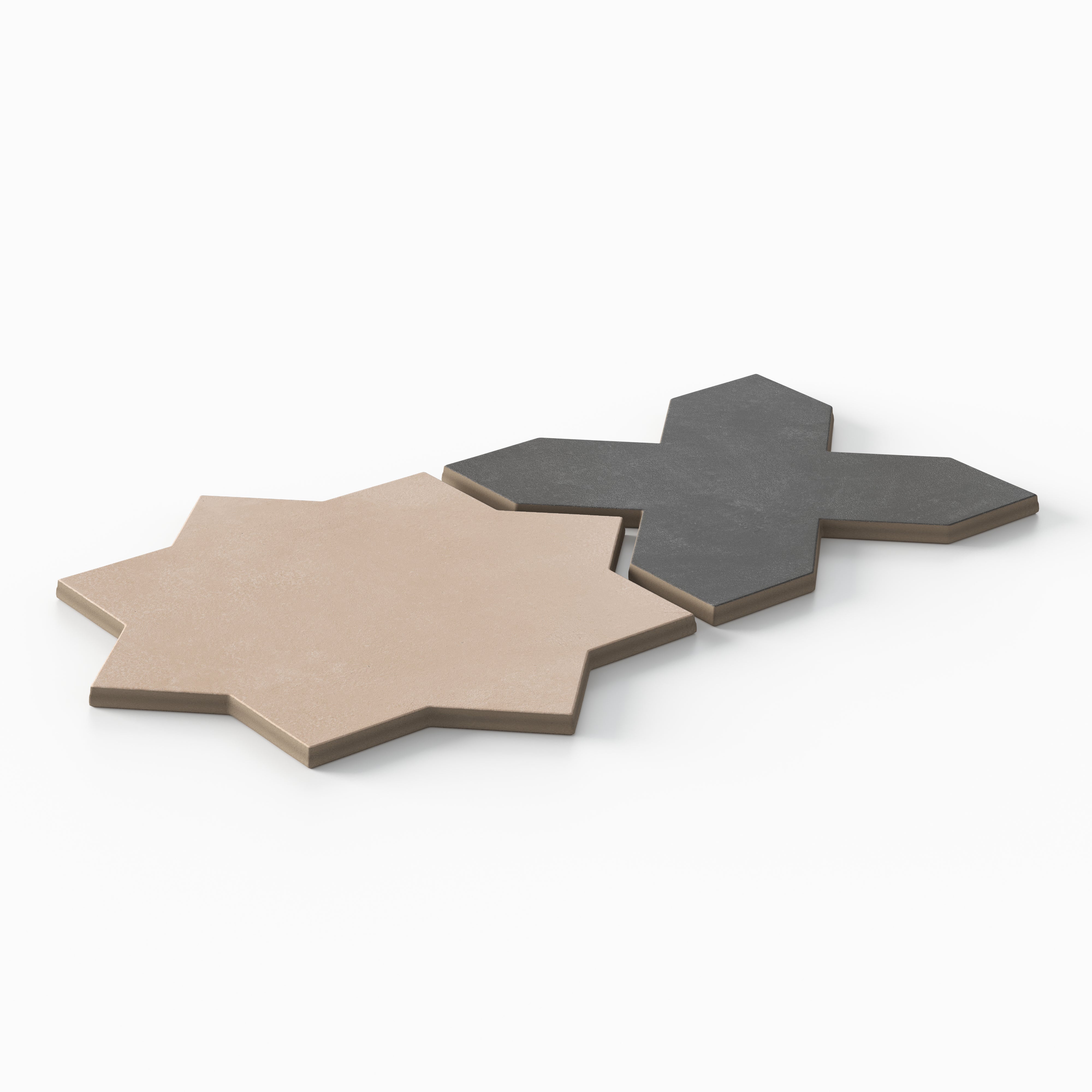 Isabel 11x11 Matte Porcelain Tile Star in Rosewood and Cross in Charcoal