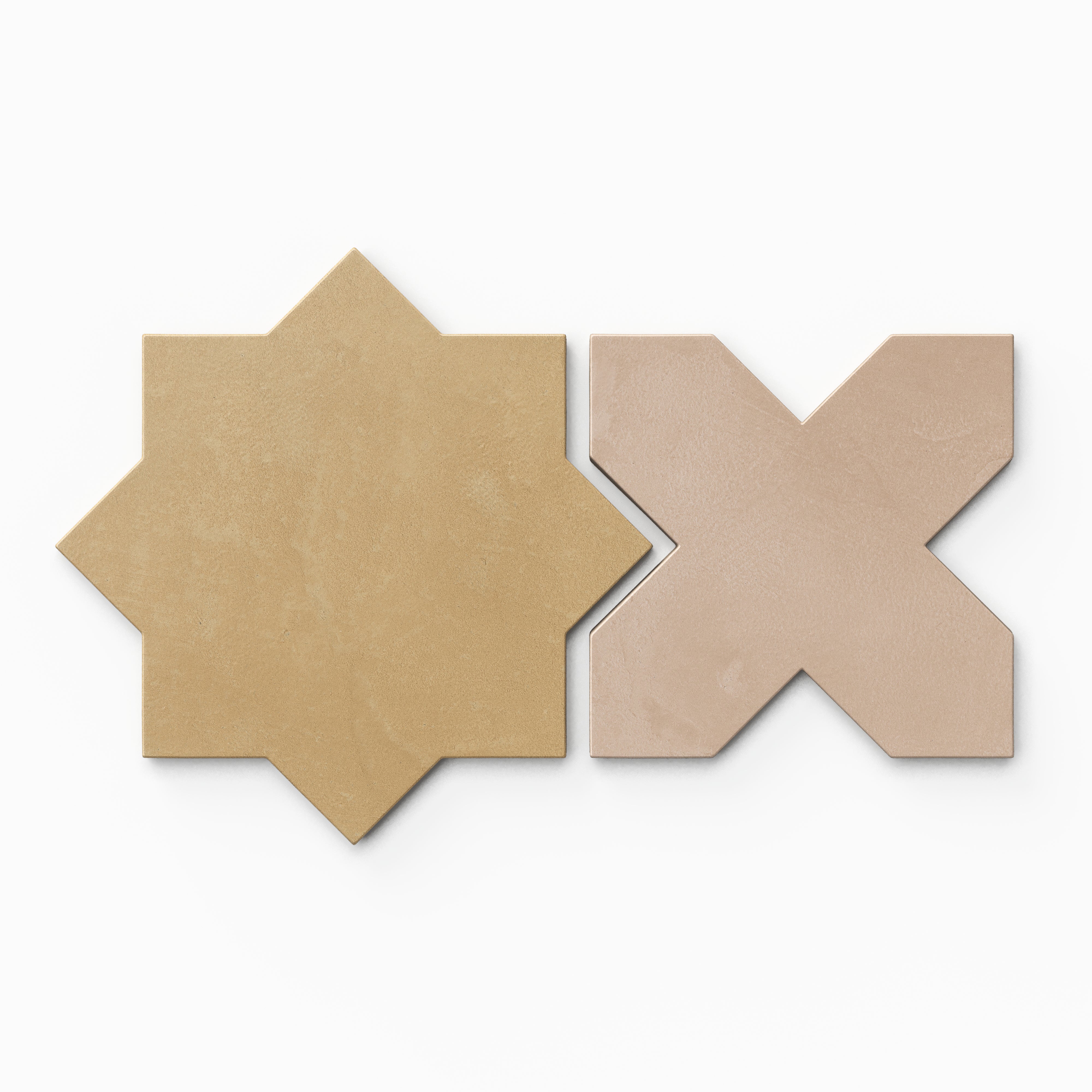 Isabel 11x11 Matte Porcelain Tile Star in Daffodil and Cross in Rosewood