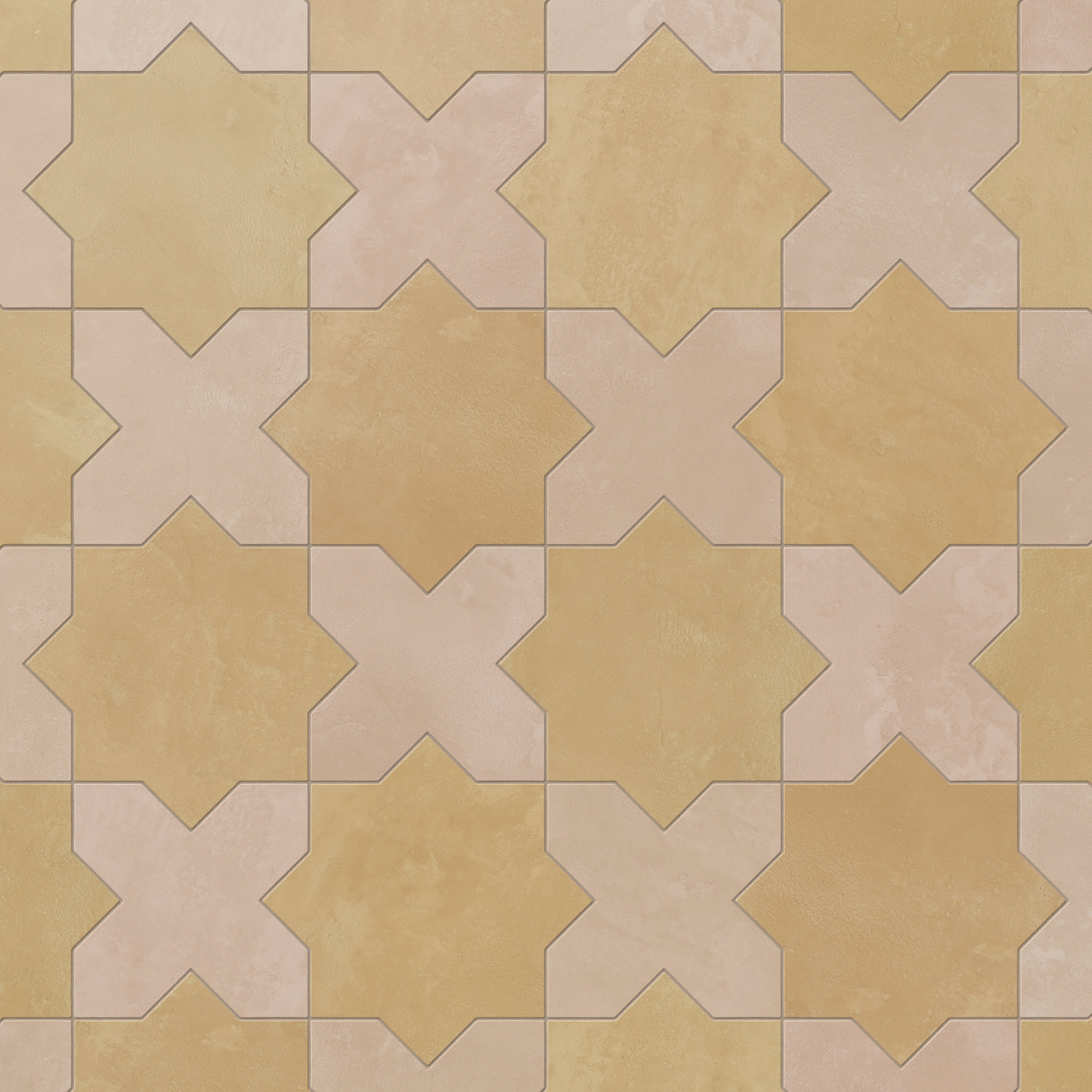 Isabel 11x11 Matte Porcelain Tile Star in Daffodil and Cross in Rosewood