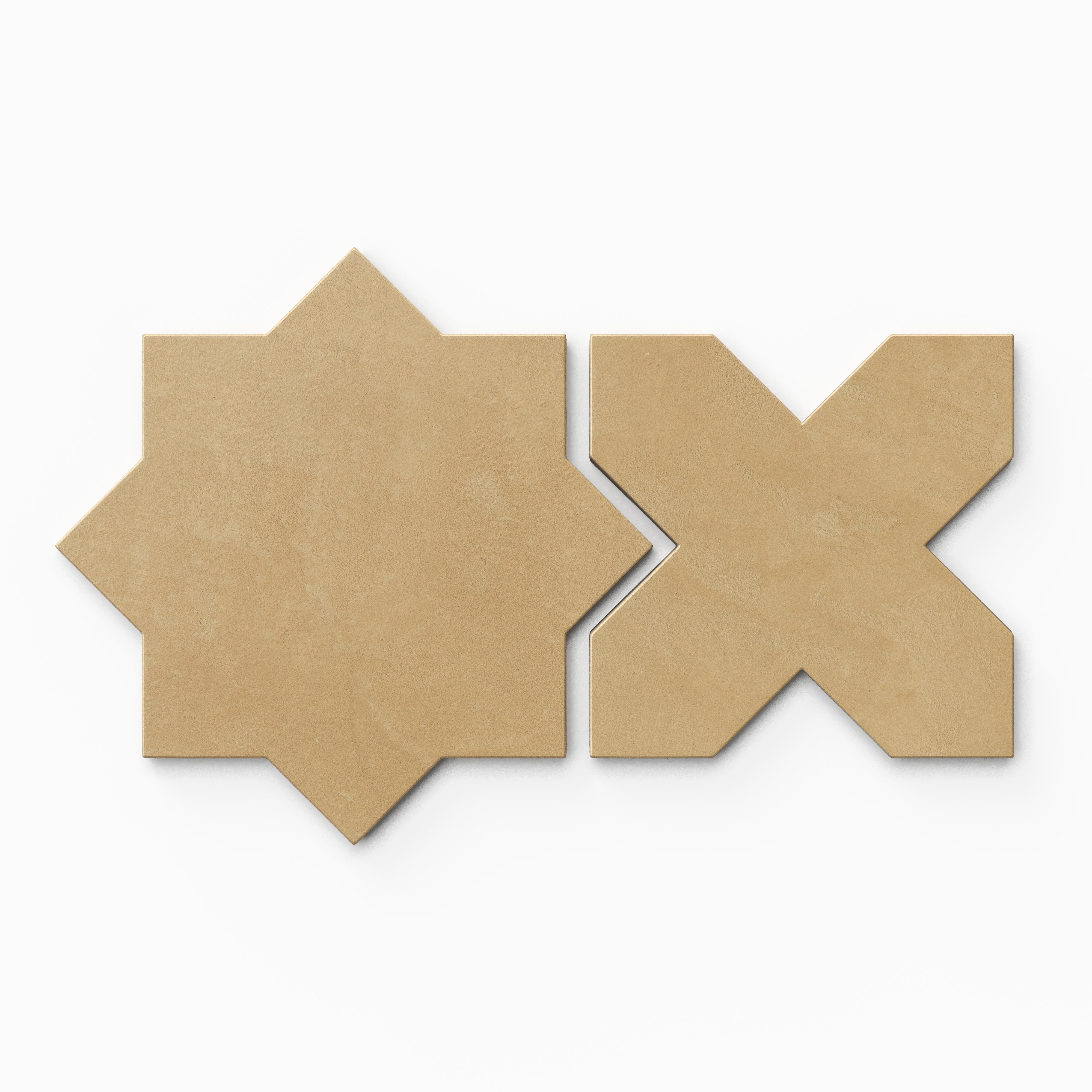 Isabel 11x11 Matte Porcelain Tile Star in Daffodil and Cross in Daffodil
