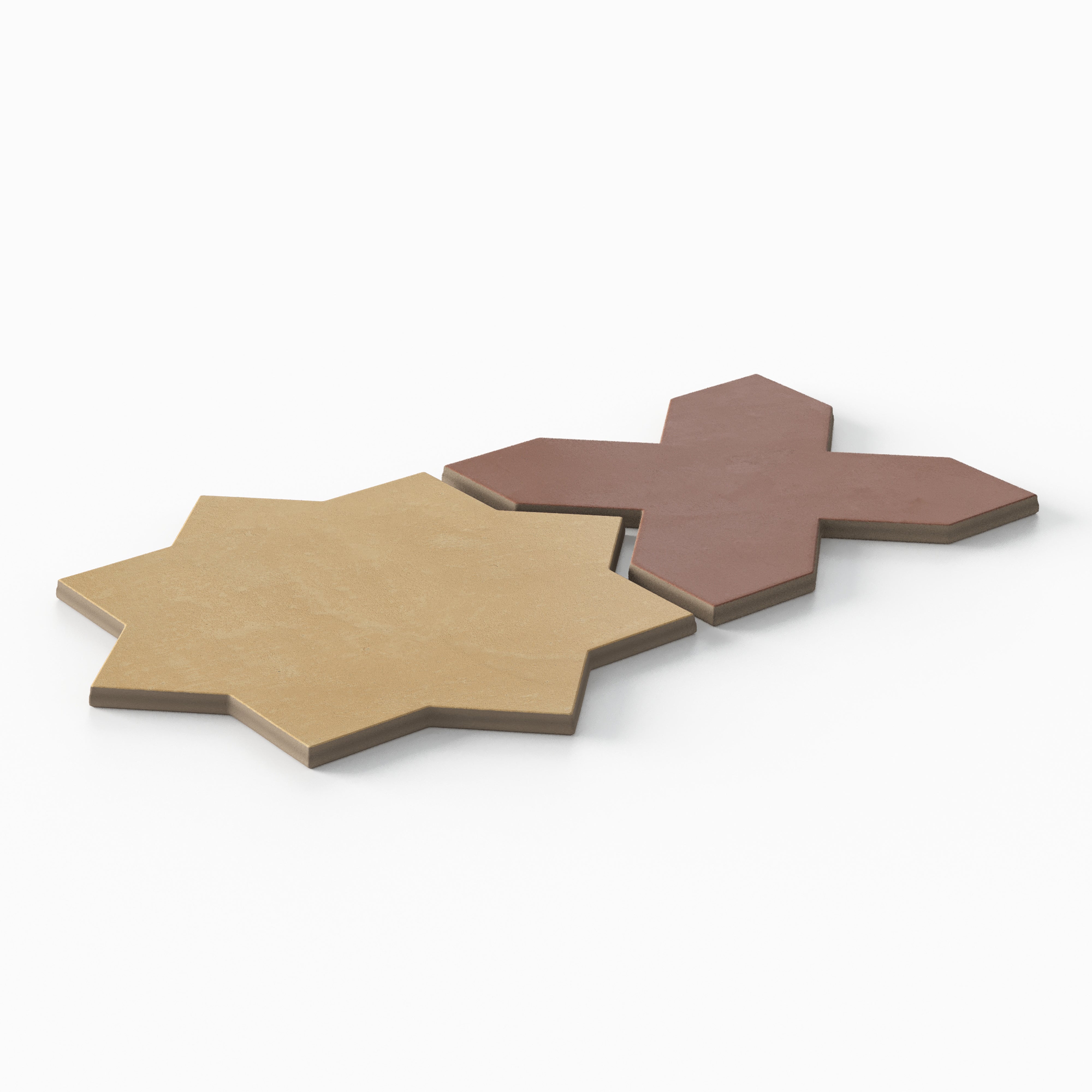 Isabel 11x11 Matte Porcelain Tile Star in Daffodil and Cross in Rust