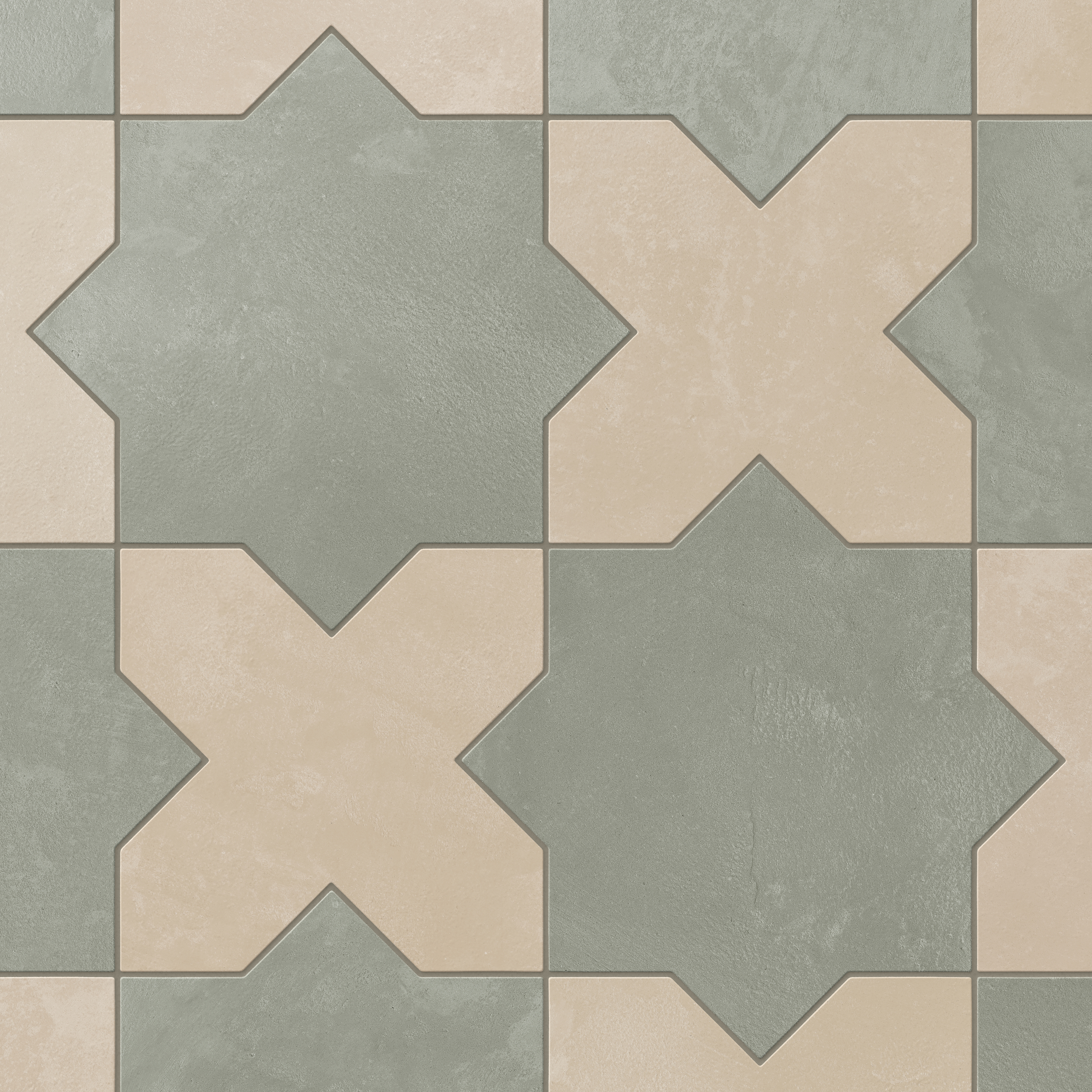 Isabel 11 x 11 Matte Porcelain Tile Star in Soft Sage and Cross in ...
