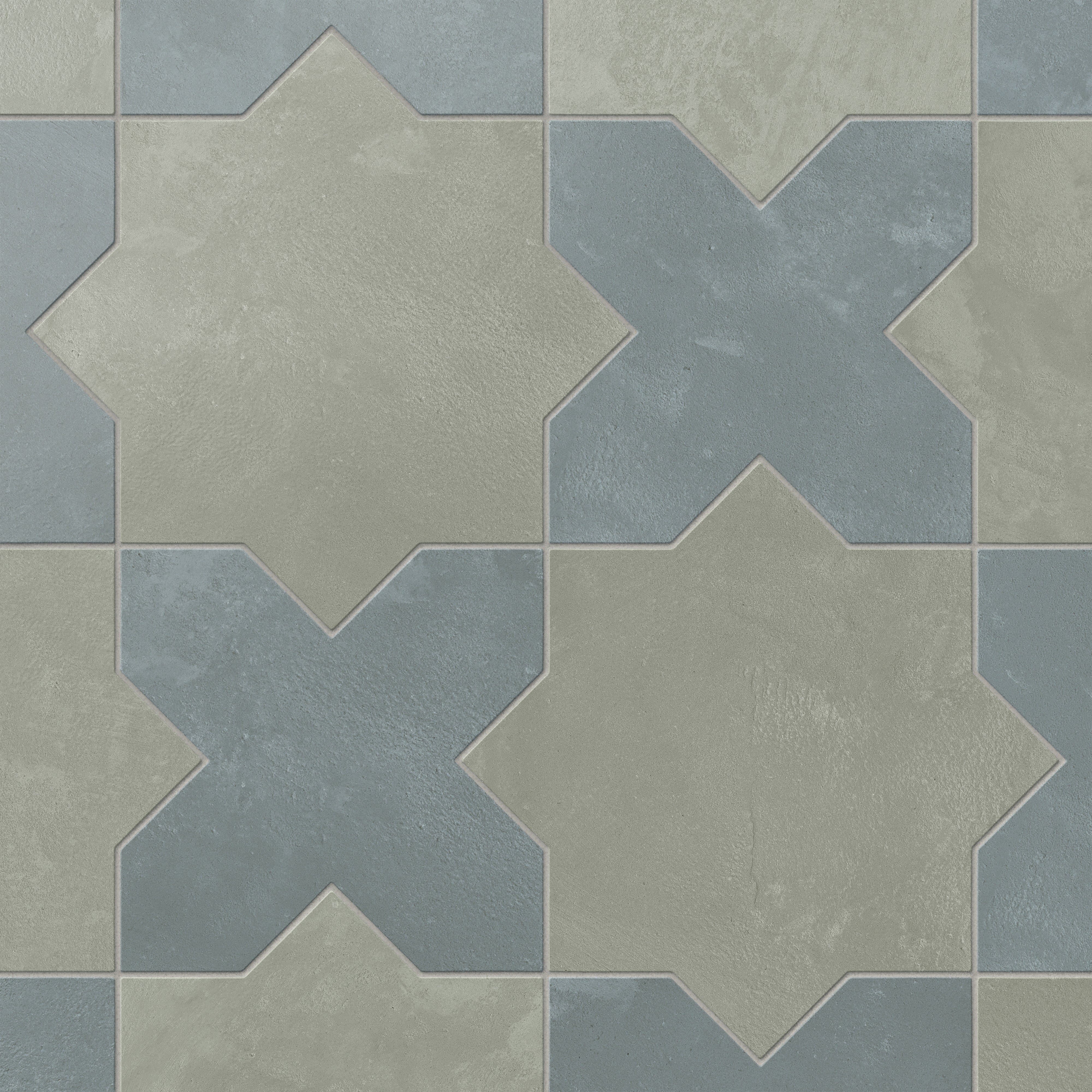 Isabel 11x11 Matte Porcelain Tile Star in Seasalt and Cross in Slate