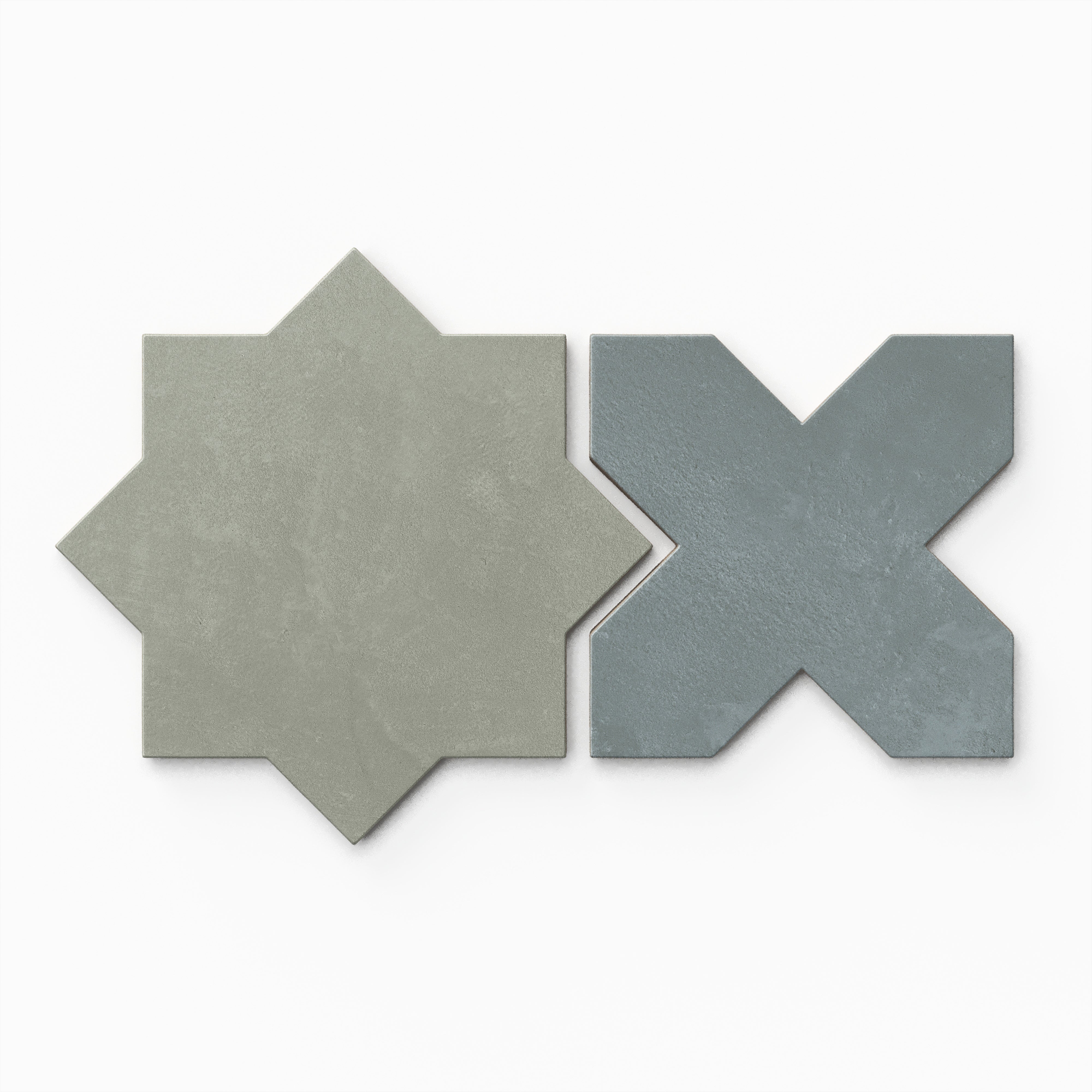 Isabel 11x11 Matte Porcelain Tile Star in Seasalt and Cross in Slate