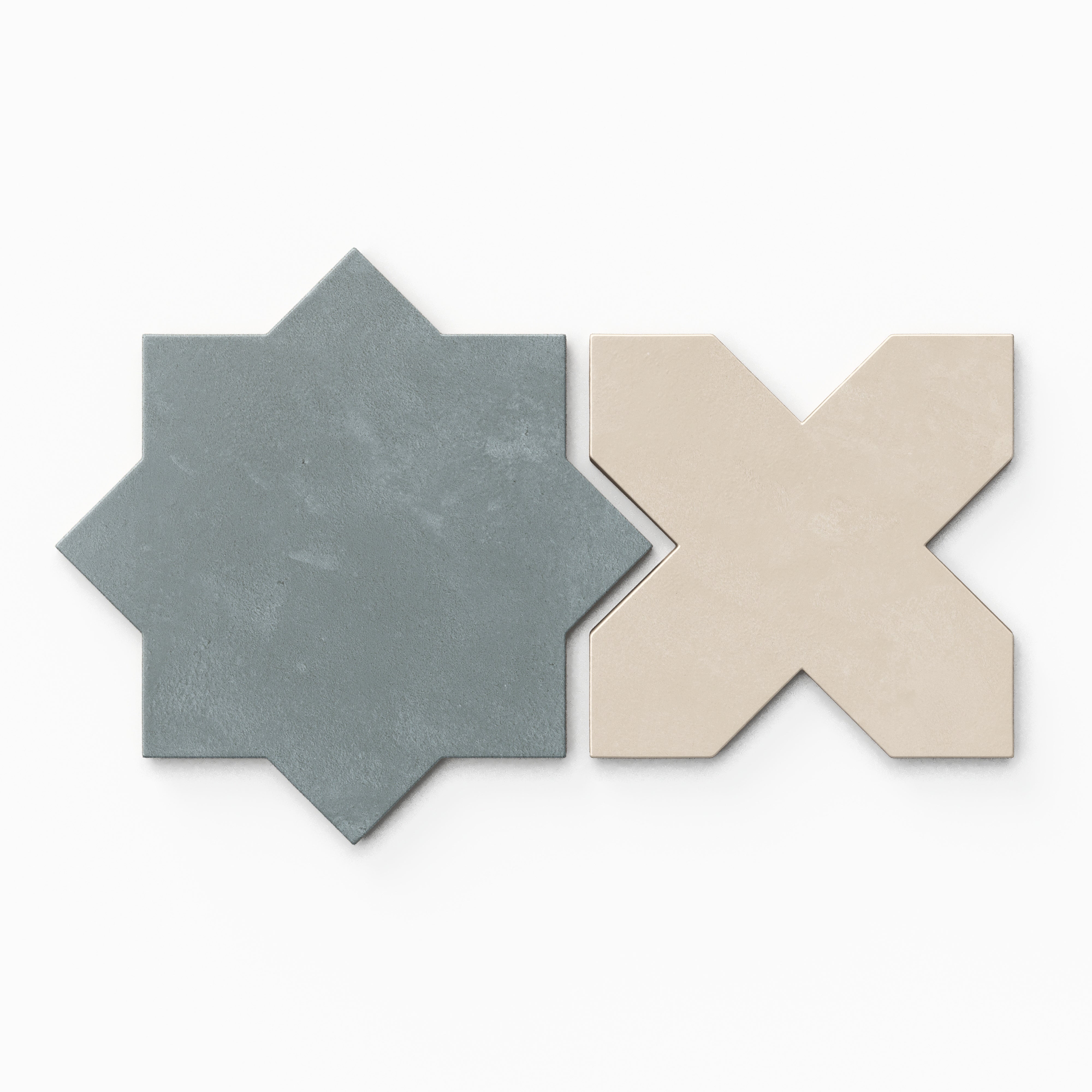 Isabel 11x11 Matte Porcelain Tile Star in Slate and Cross in Cream