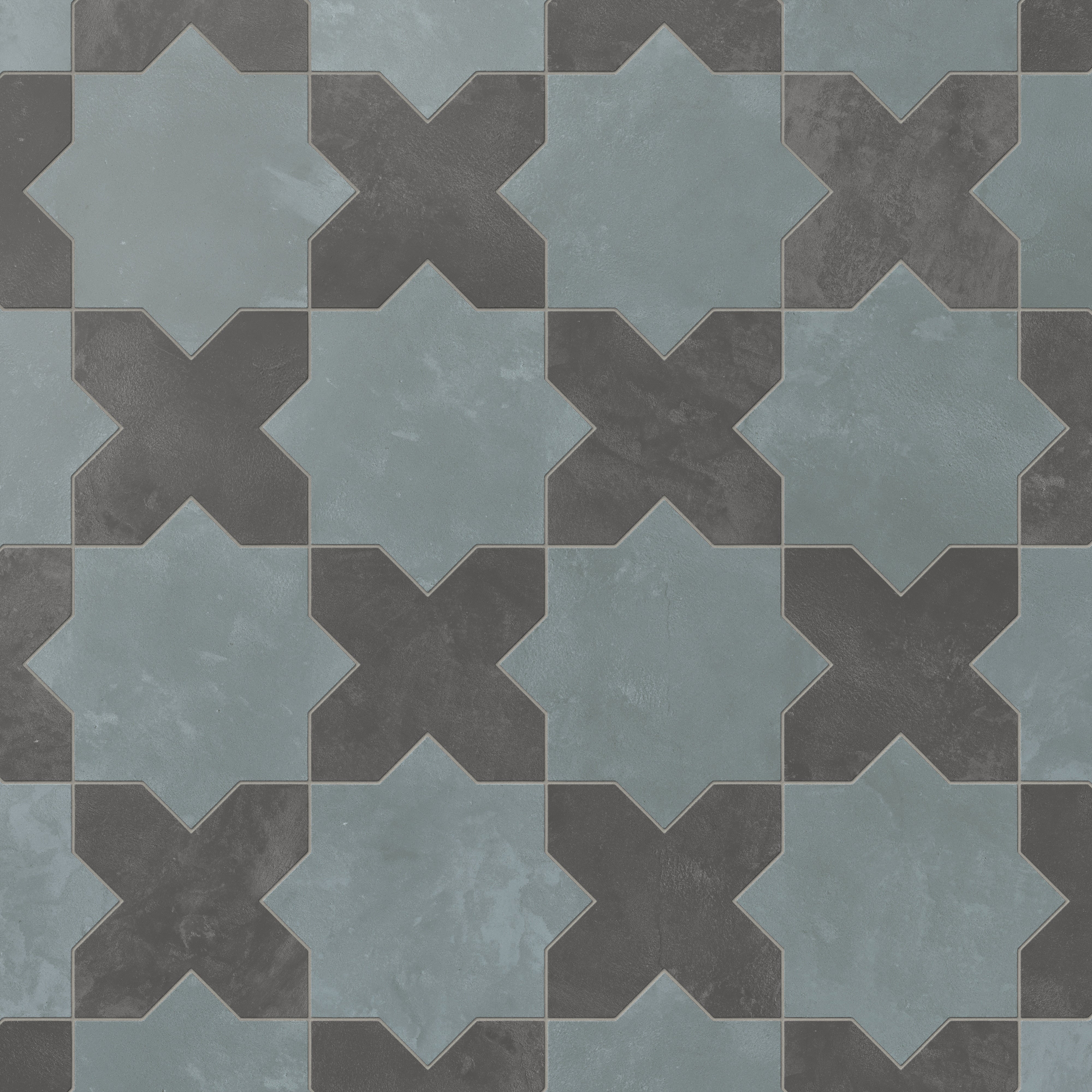 Isabel 11 x 11 Matte Porcelain Tile Star in Saltwater and Cross in Midnight Slate