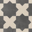 Isabel 11x11 Matte Porcelain Tile Star in Charcoal and Cross in Cream