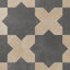 Isabel 11x11 Matte Porcelain Tile Star in Charcoal and Cross in Sand
