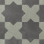 Isabel 11x11 Matte Porcelain Tile Star in Charcoal and Cross in Seasalt