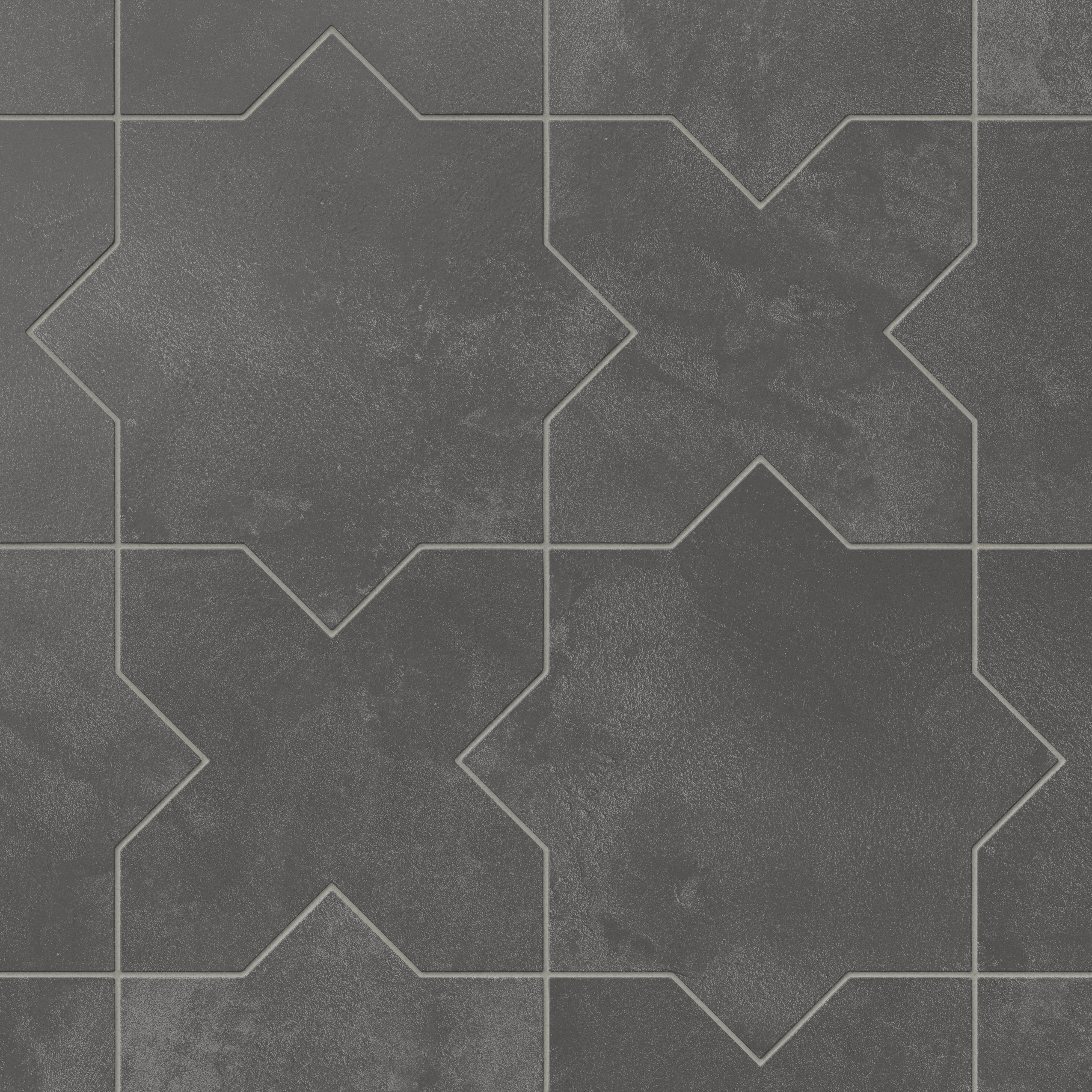 Star Matte Isabel 11x11 Matte Porcelain Tile Star in Charcoal and Cross in Charcoal