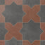 Isabel 11x11 Matte Porcelain Tile Star in Charcoal and Cross in Rust
