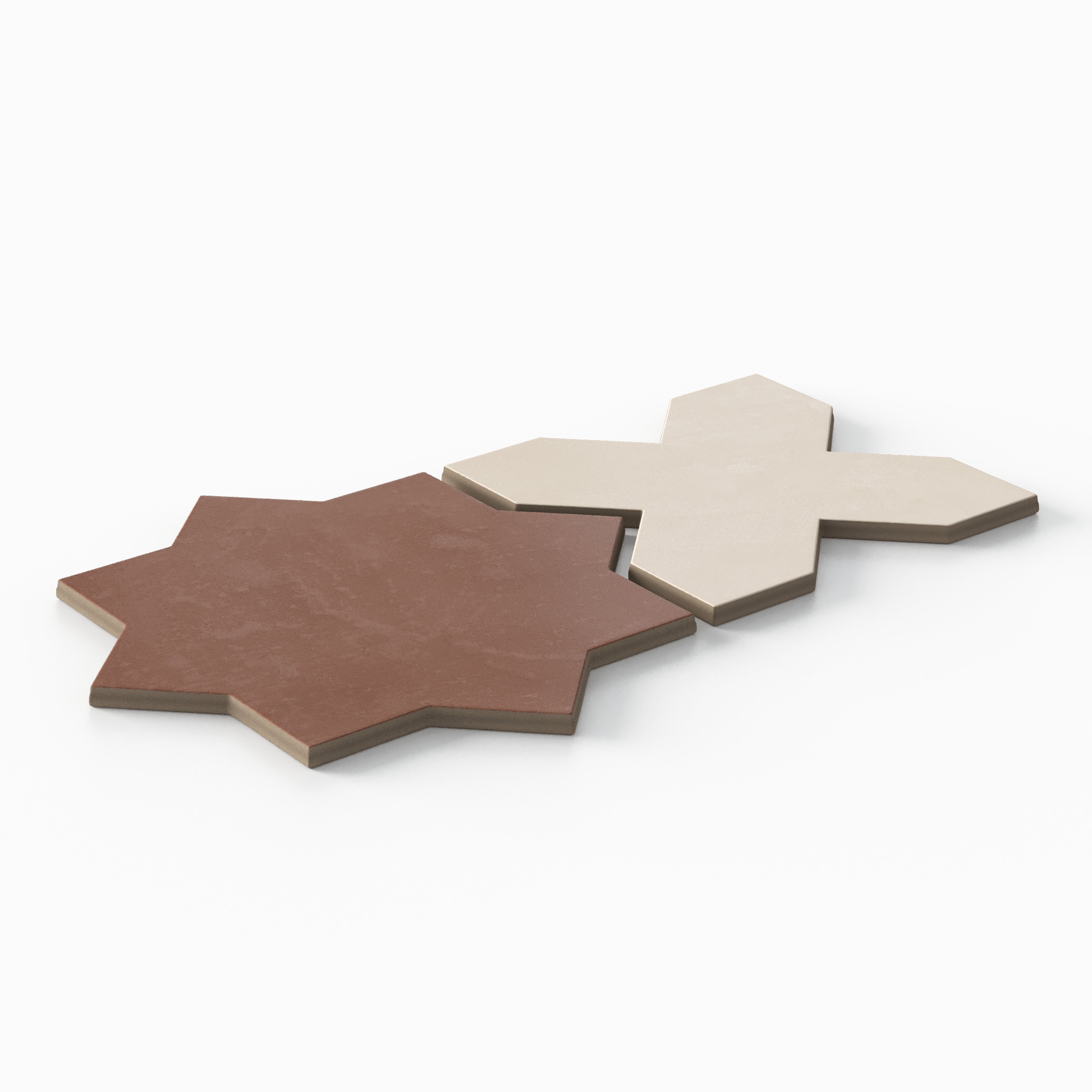 Isabel 11x11 Matte Porcelain Tile Star in Rust and Cross in Cream