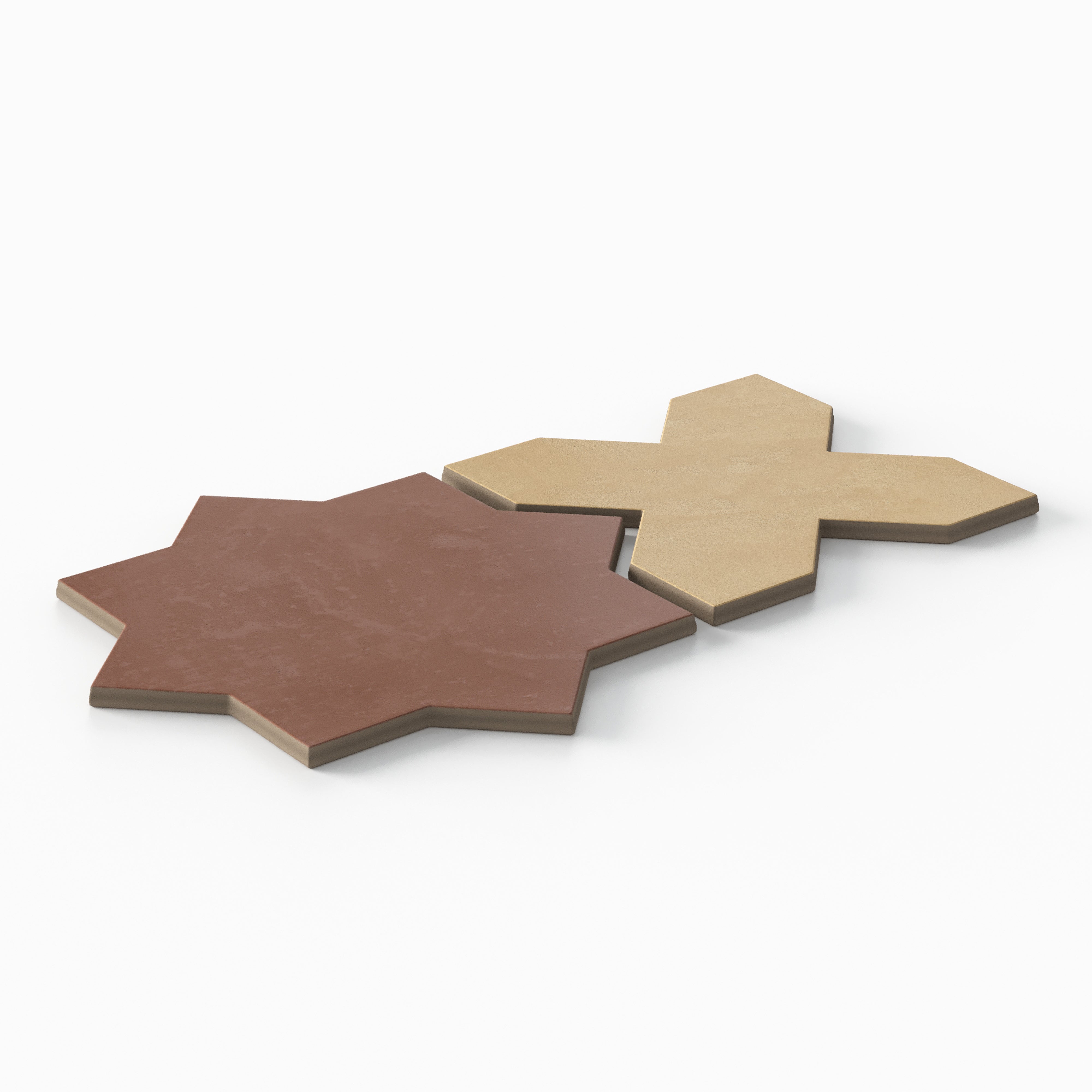 Isabel 11x11 Matte Porcelain Tile Star in Rust and Cross in Daffodil