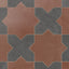 Isabel 11x11 Matte Porcelain Tile Star in Rust and Cross in Charcoal