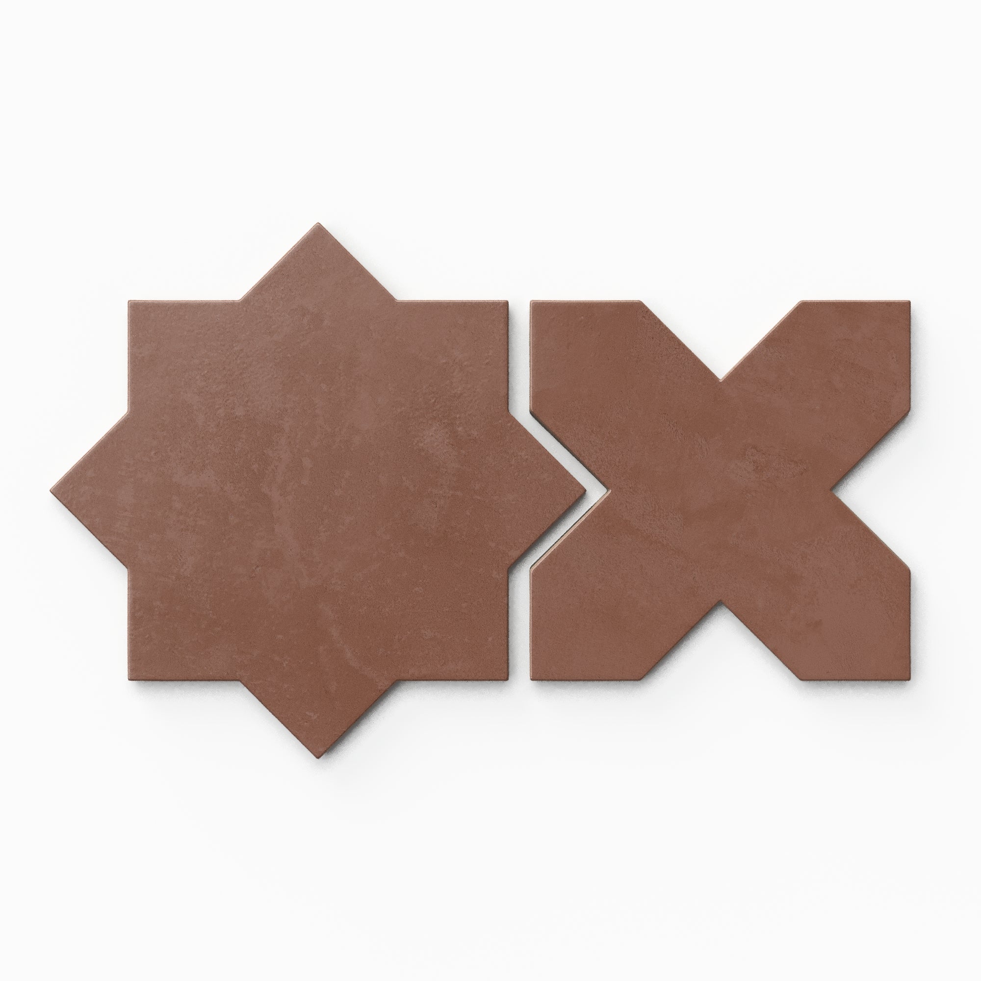 Isabel 11x11 Matte Porcelain Tile Star in Rust and Cross in Rust