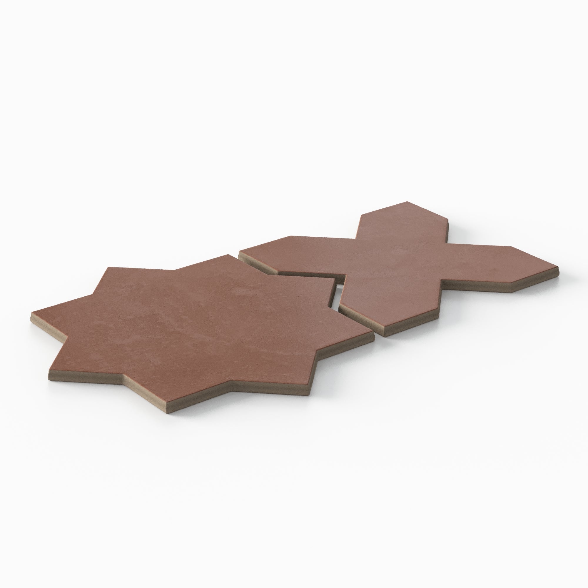 Isabel 11x11 Matte Porcelain Tile Star in Rust and Cross in Rust
