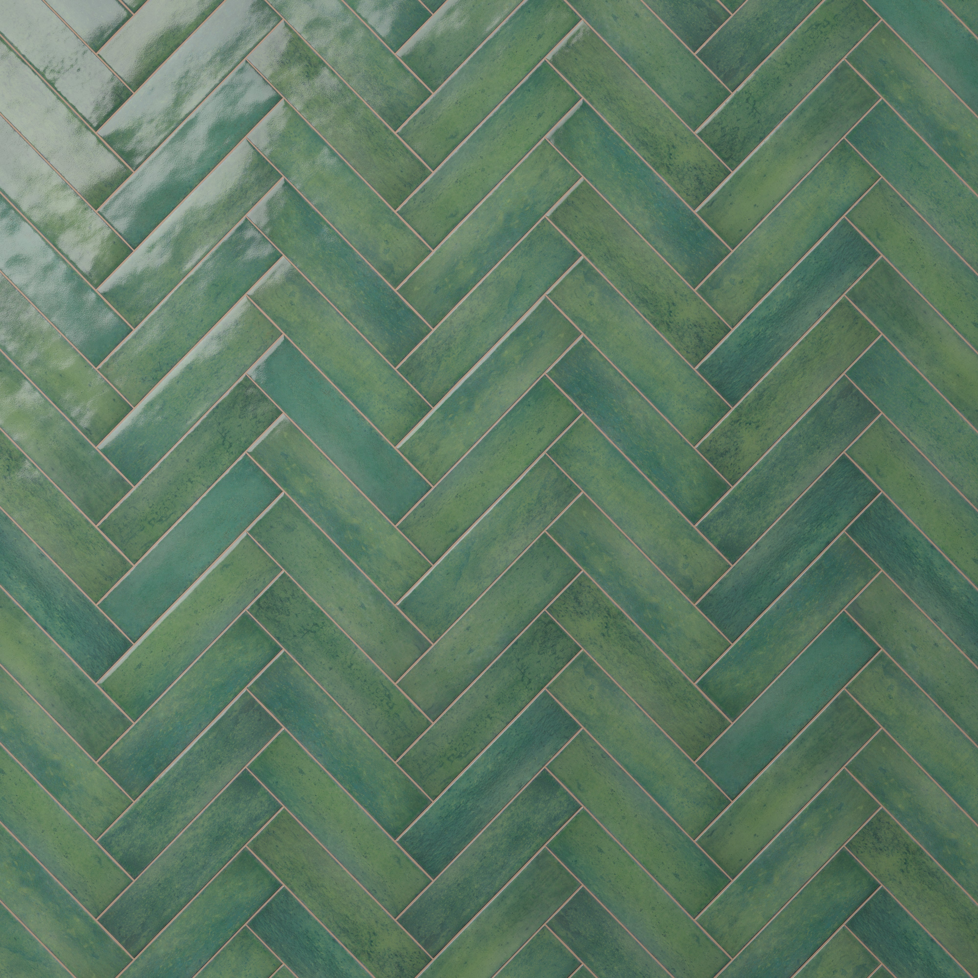 Colby 2x10 Glossy Porcelain Subway Tile in Forest