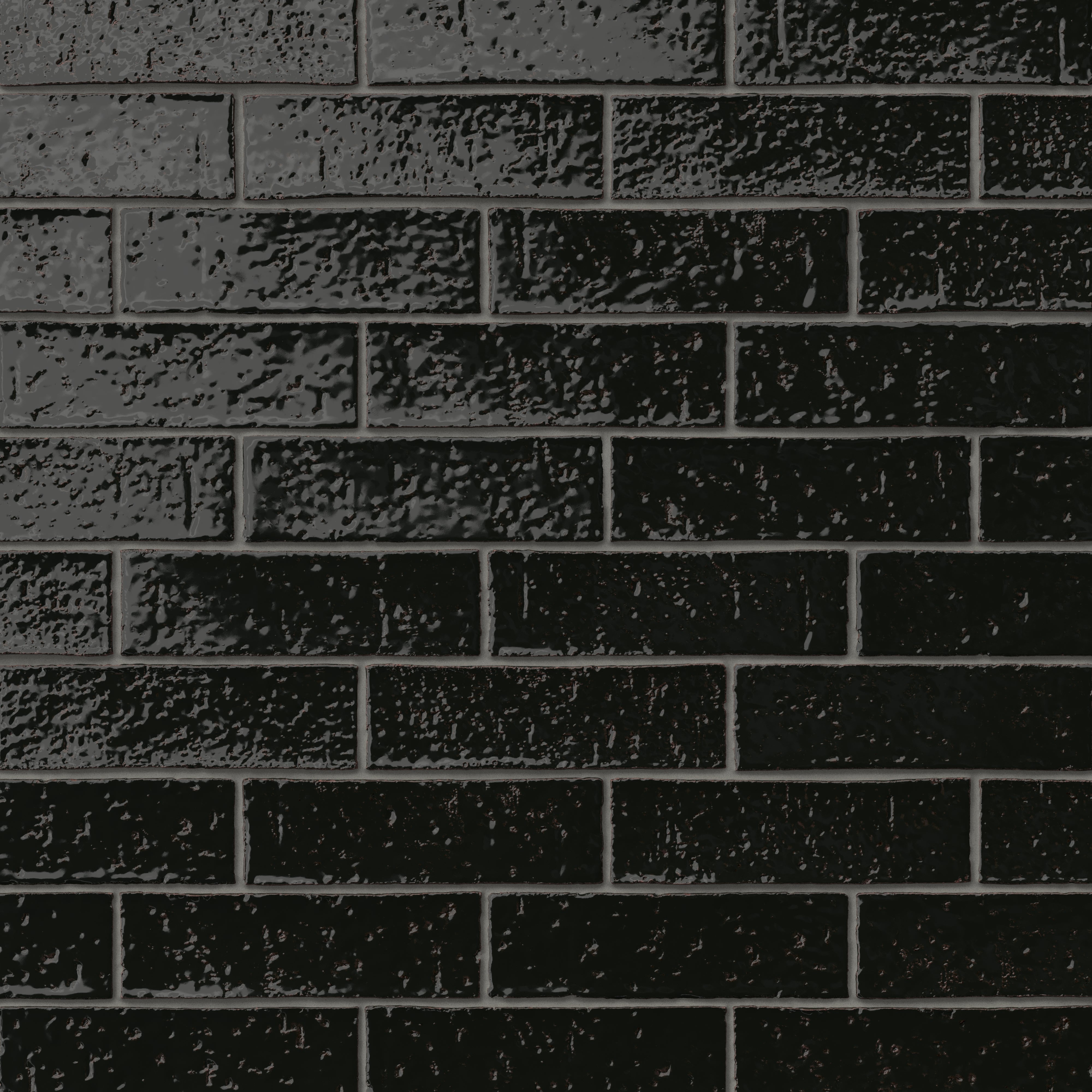 Elias 2x8 Glossy Brick Tile in Midnight