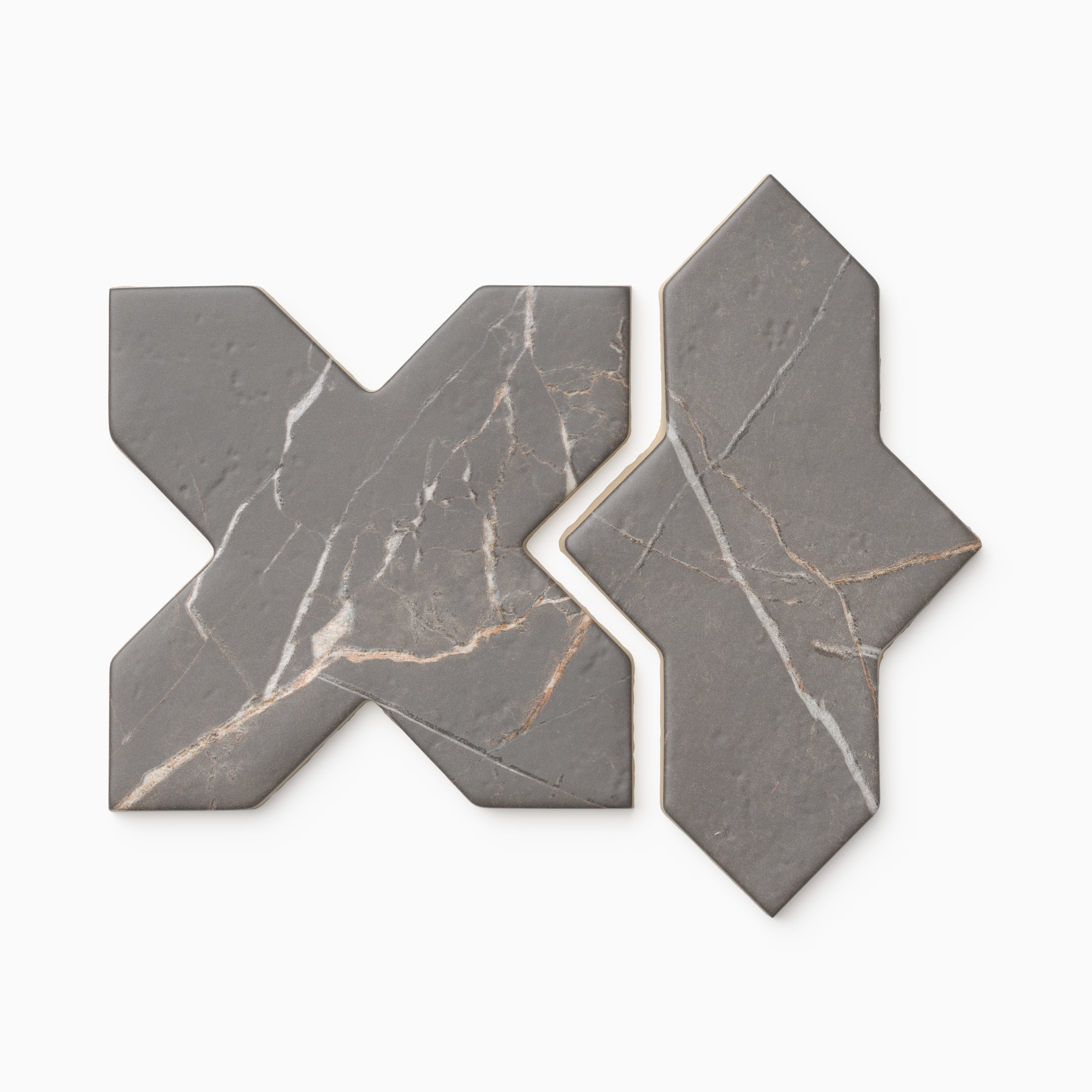 Aslan 8x8 Porcelain Tile Templar Shield in Imperial and Cross in
