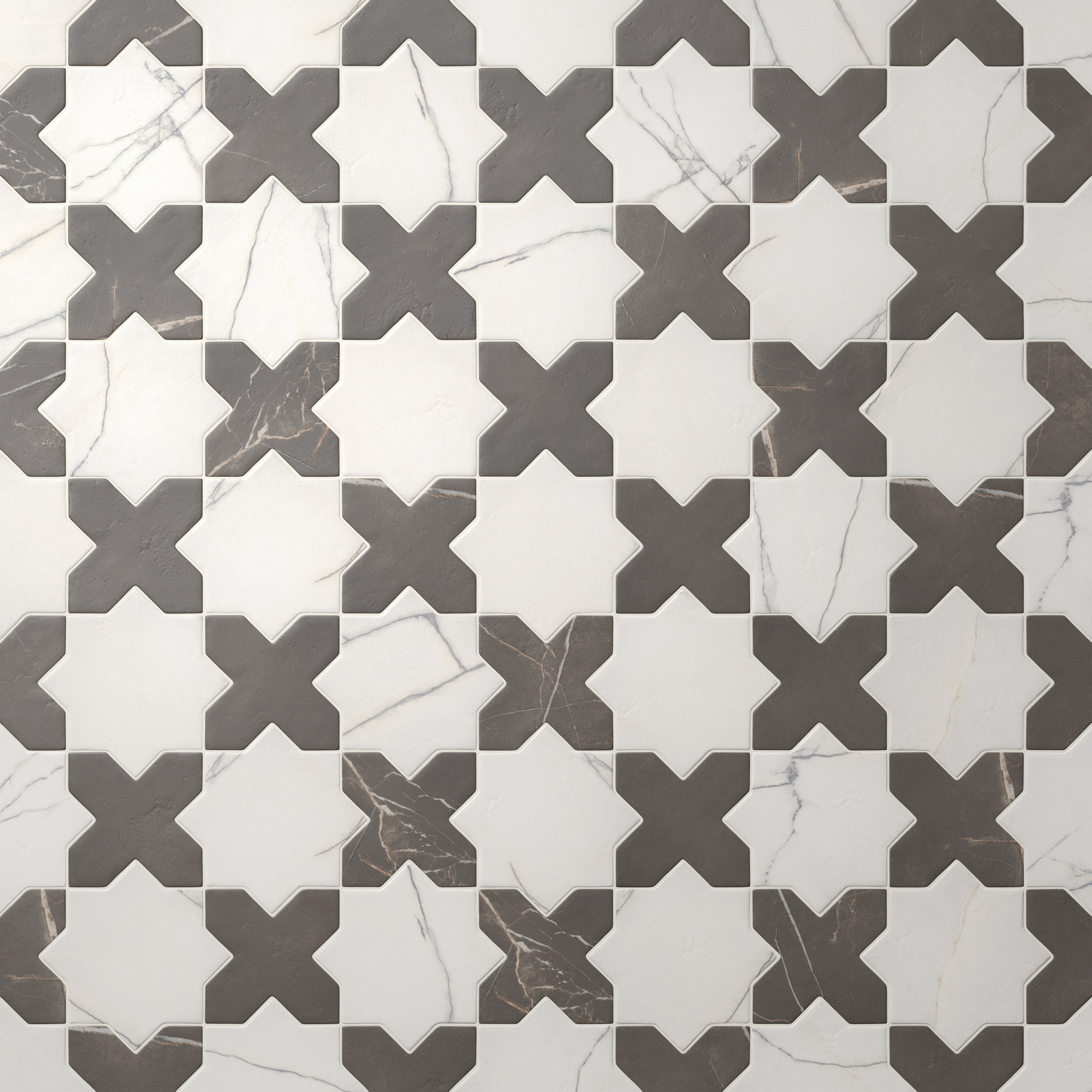 【中古】 Iconoclastar Cranioclast Aslan 6x12 Porcelain Tile Star in Calacatta and Cross in Imperial