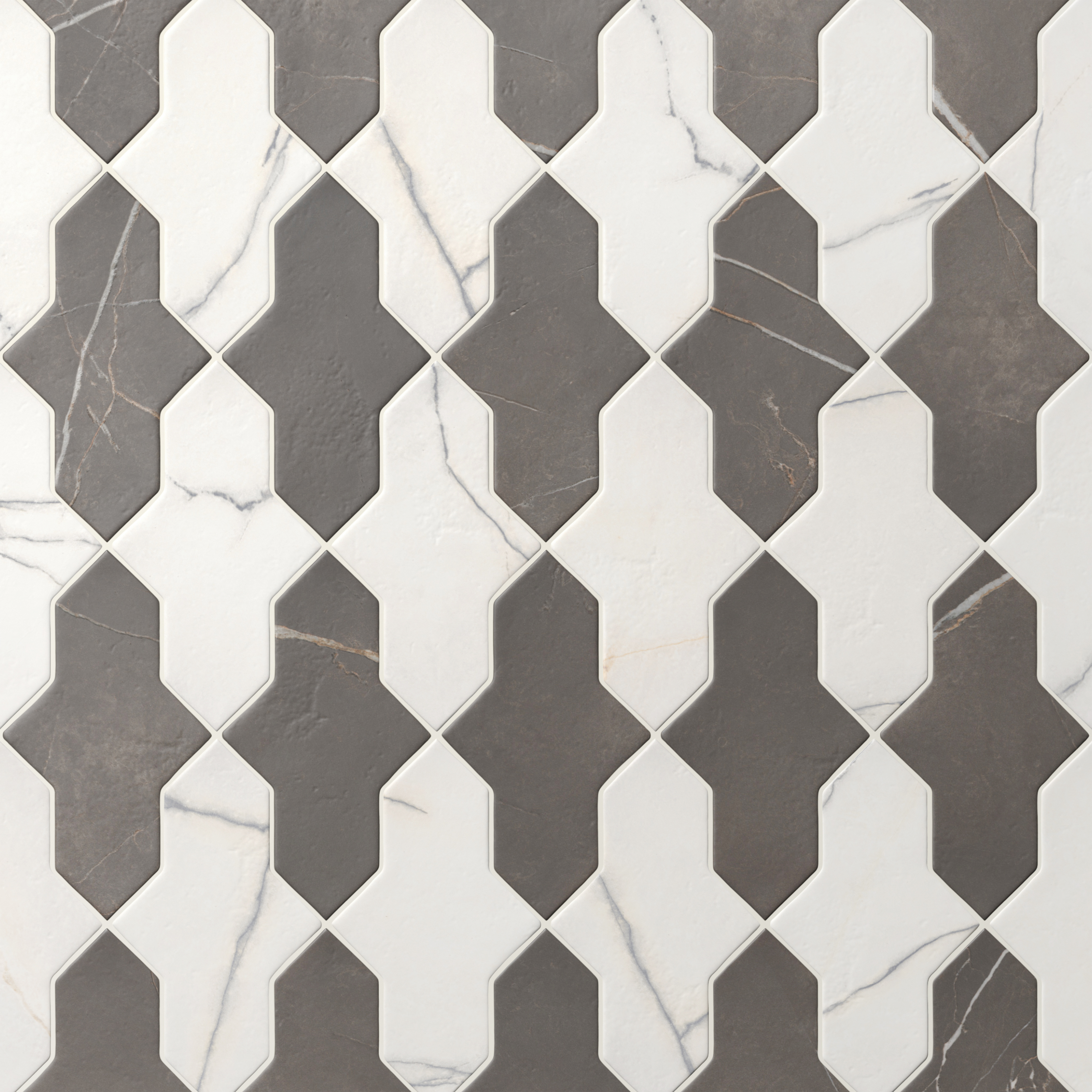 Aslan 2x8 Porcelain Tile Templar Shield Checkerboard in Calacatta and ...