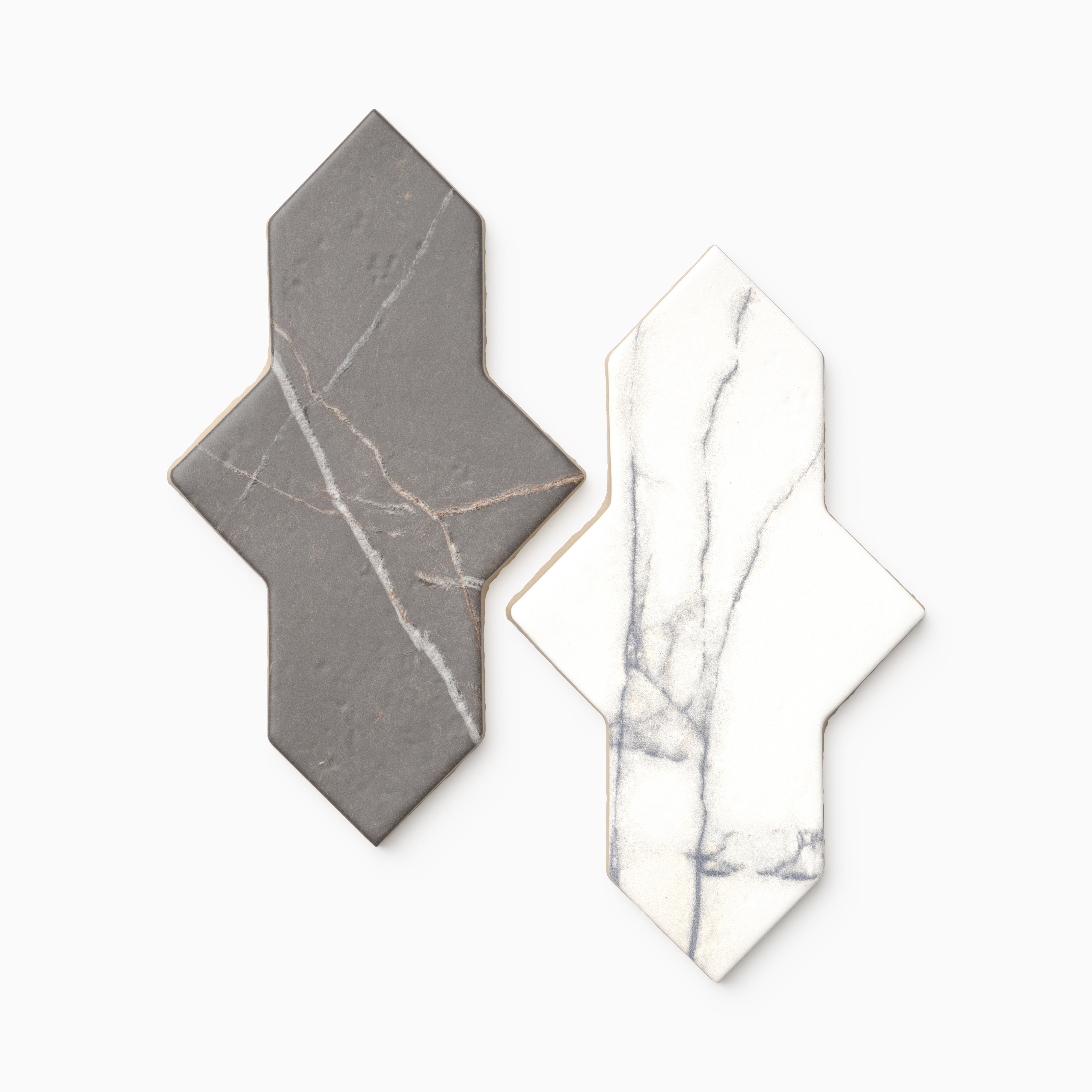 Aslan 2x8 Porcelain Tile Shield Checkerboard in Calacatta and Imperial