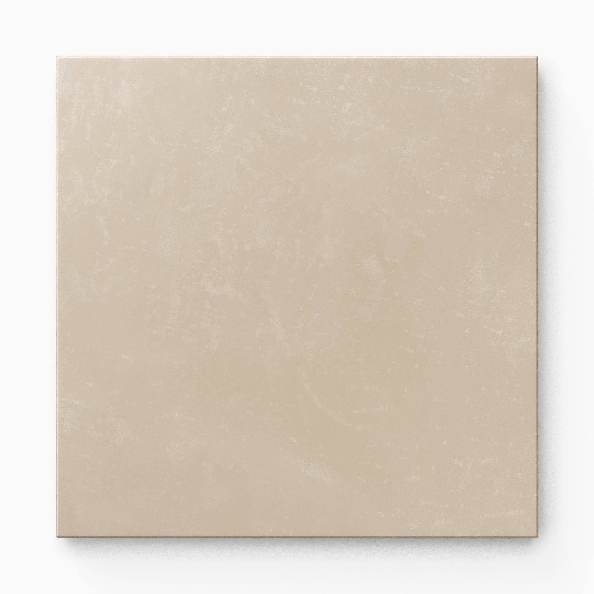 Isabel 6x6 Matte Porcelain Tile in Bone presents an even warm beige color with a clean square form, finished with understated cement-plaster texture and a smooth matte surface.