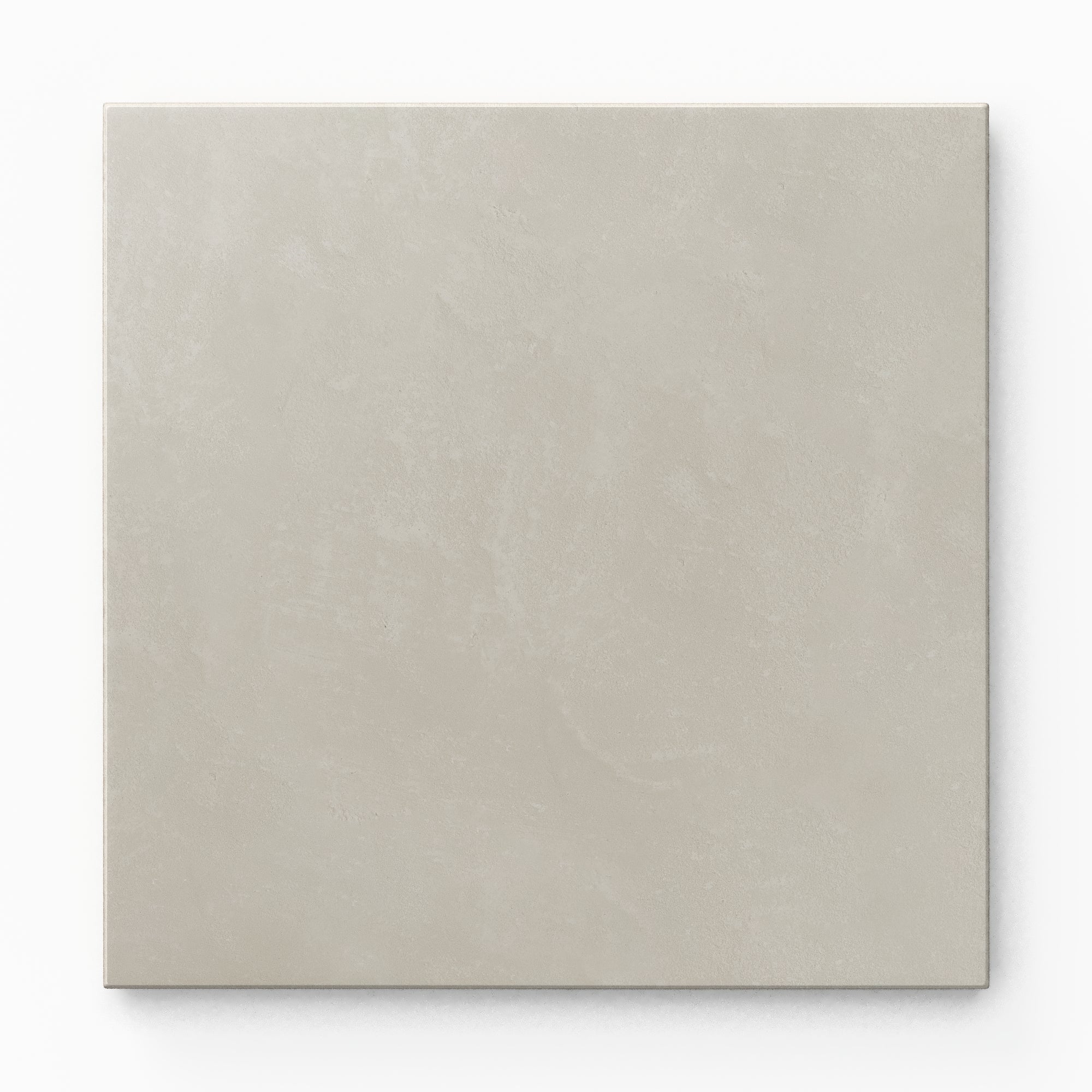 Isabel 6x6 Matte Porcelain Tile in Dove shows soft light gray coloring across a timeless square shape, highlighted by gentle cement-plaster surface texture and a powdery matte finish.