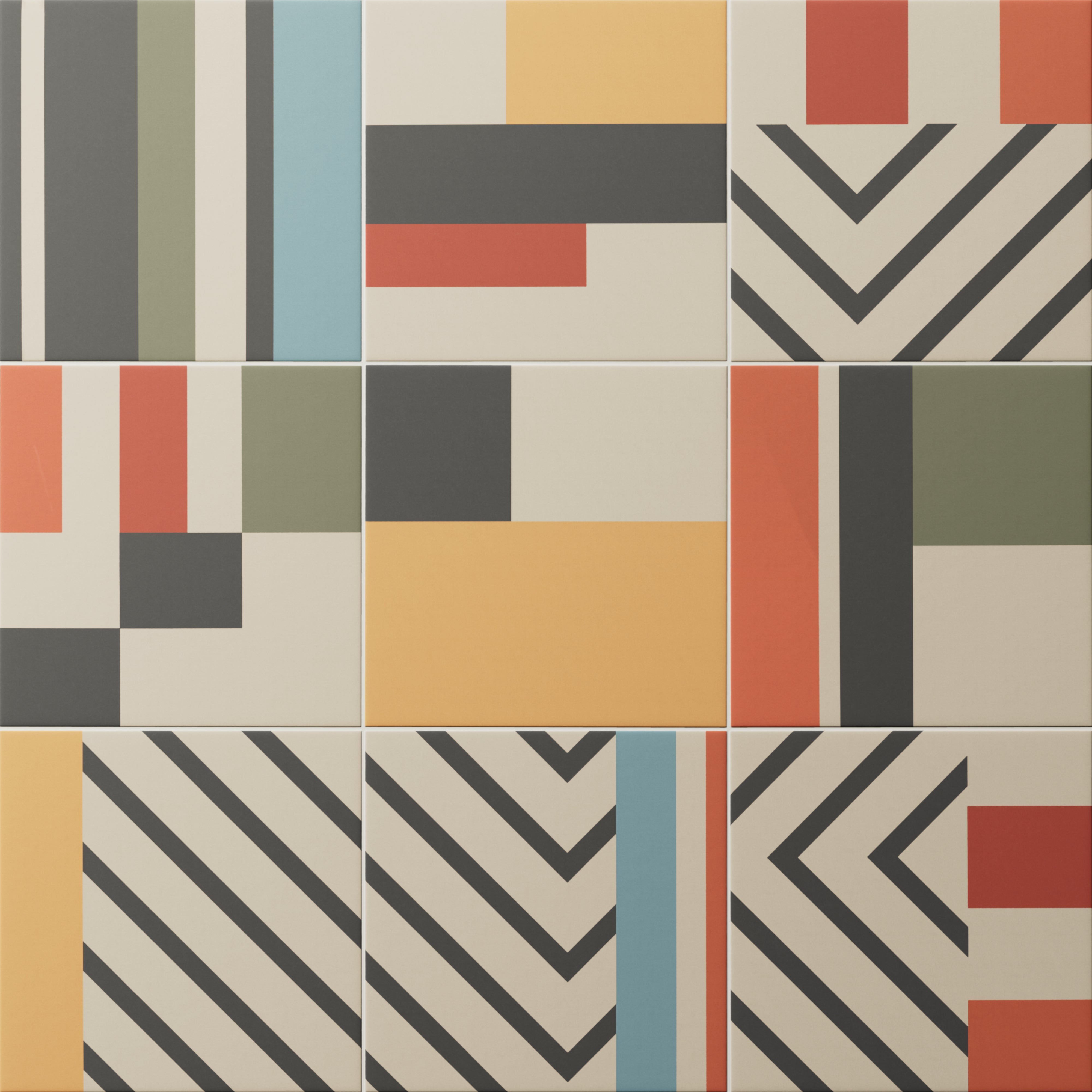 Merrick 8x8 Glossy Porcelain Tile in Color Mix