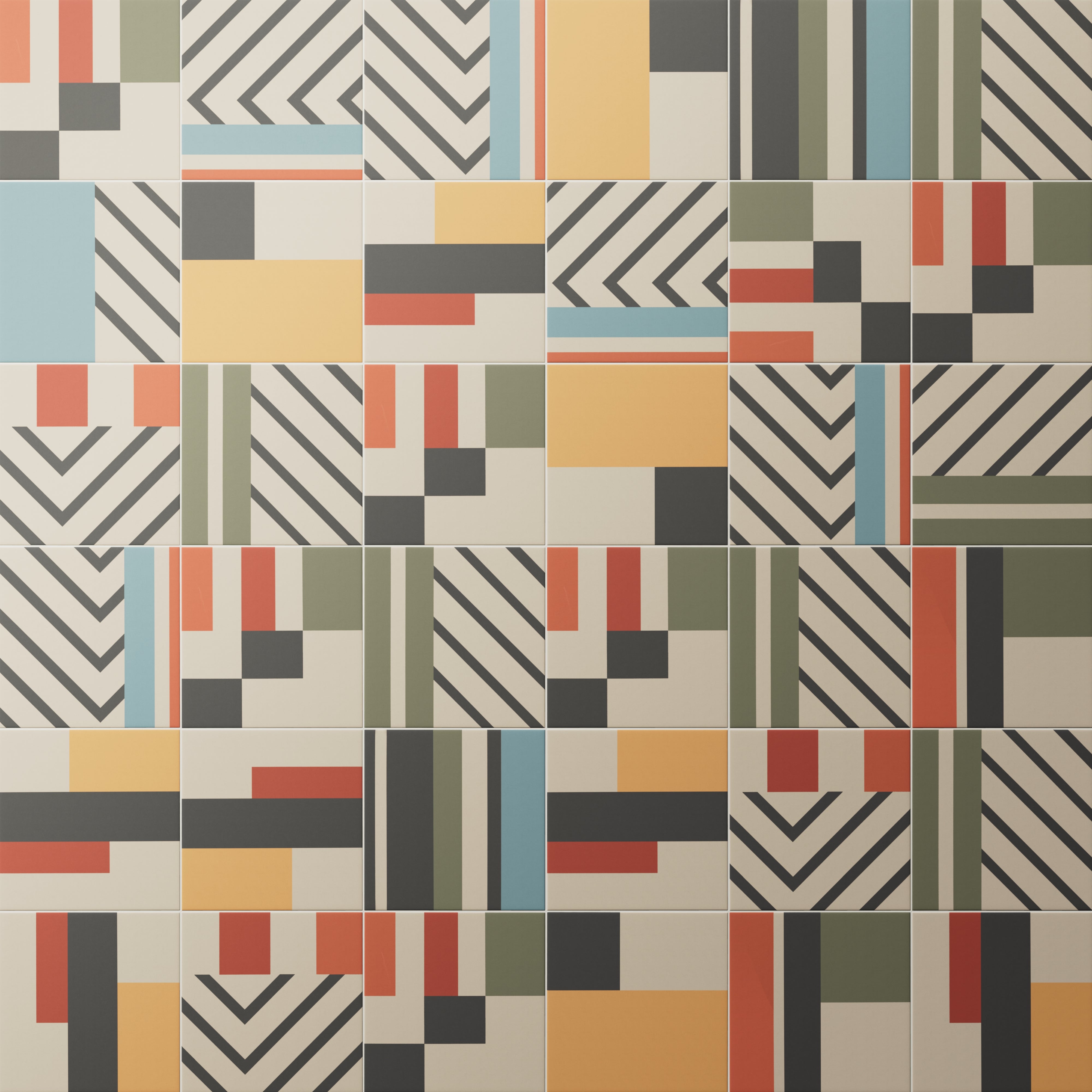 Merrick 8x8 Matte Porcelain Tile in Color Mix