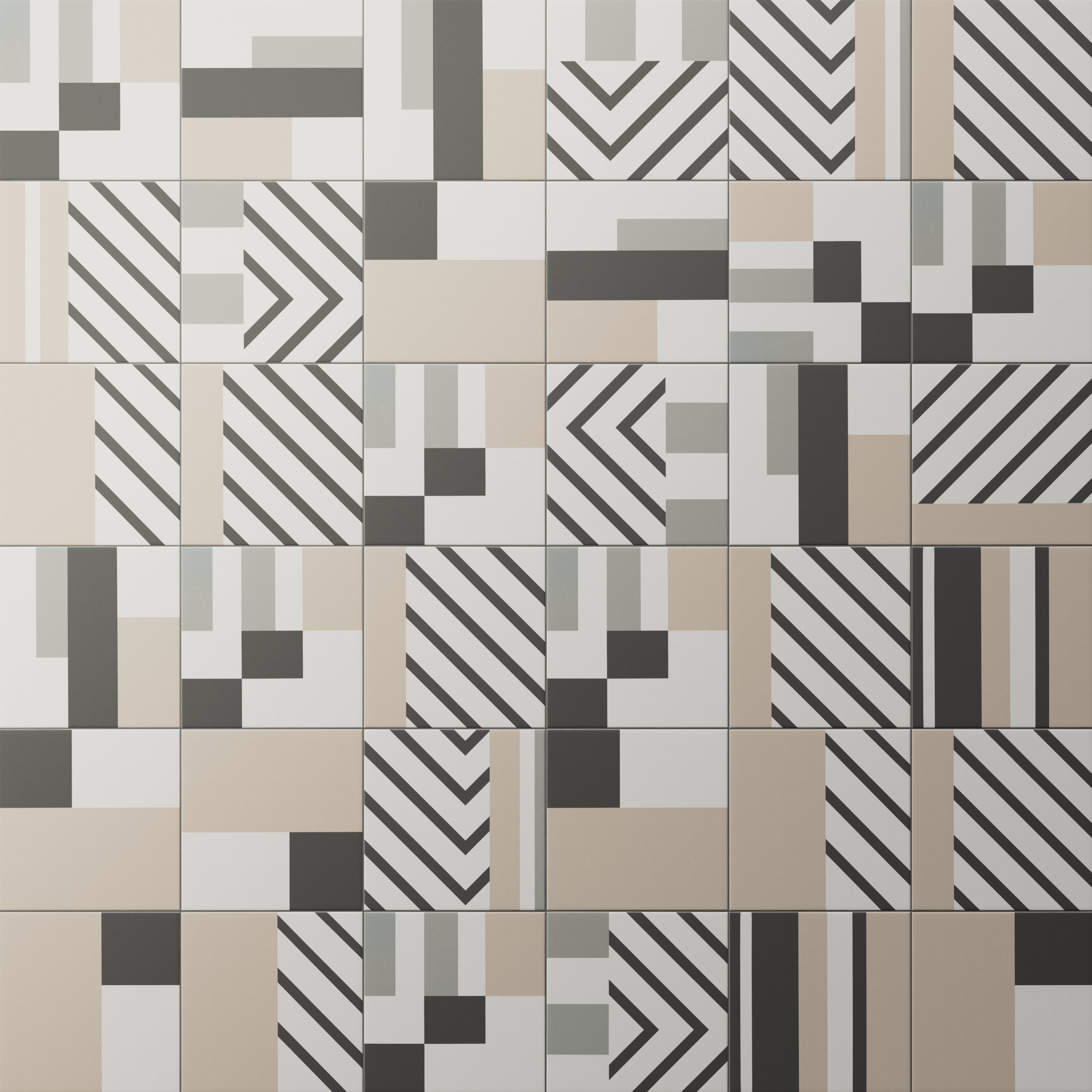 Merrick 8x8 Glossy Porcelain Tile in Neutral Mix