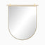Arch mirror with a slim brass frame and decorative top rail, adding a refined, modern touch to wall décor